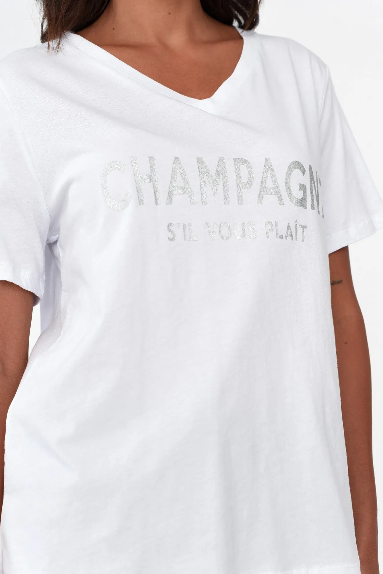Champagne White Cotton Tee sold by Blue Bungalow product image thumbnail 2