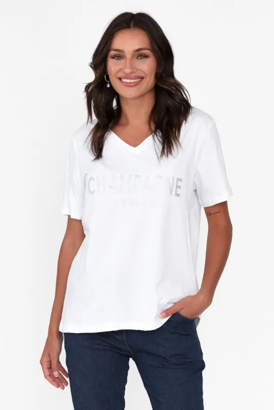 Champagne White Cotton Tee sold by Blue Bungalow