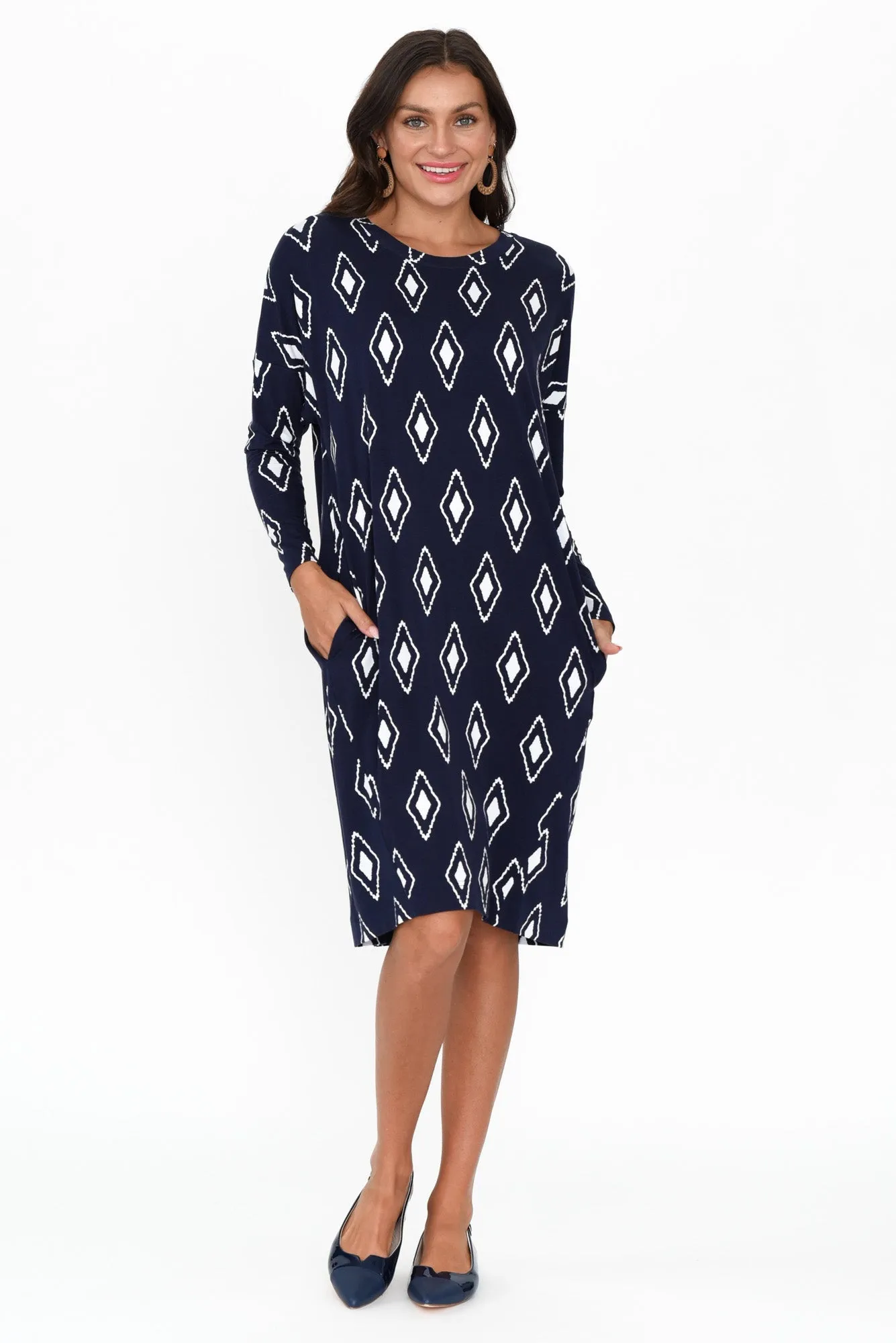 Turner Navy Diamond Bamboo Dress sold by Blue Bungalow product image thumbnail 2