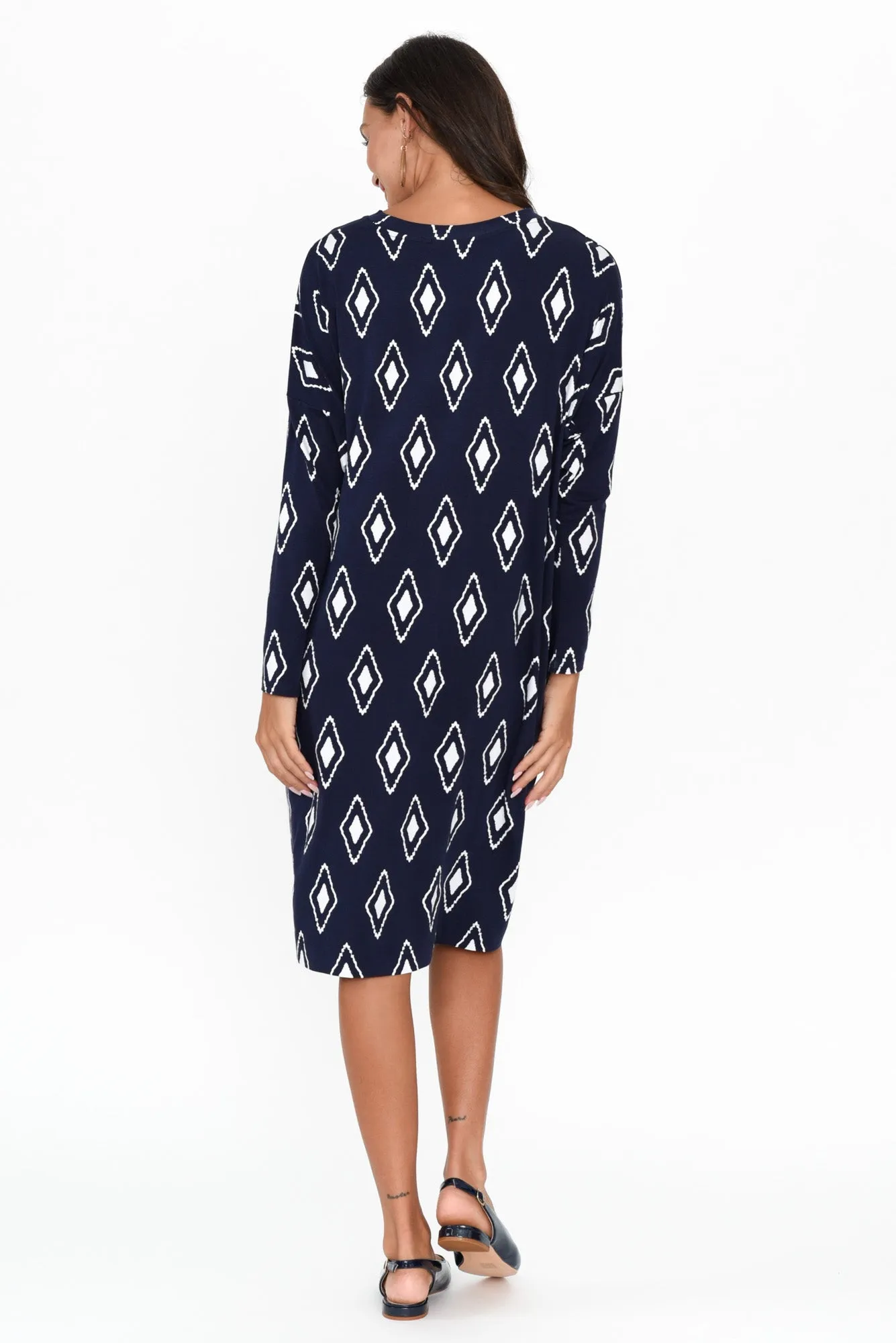 Turner Navy Diamond Bamboo Dress sold by Blue Bungalow product image thumbnail 4