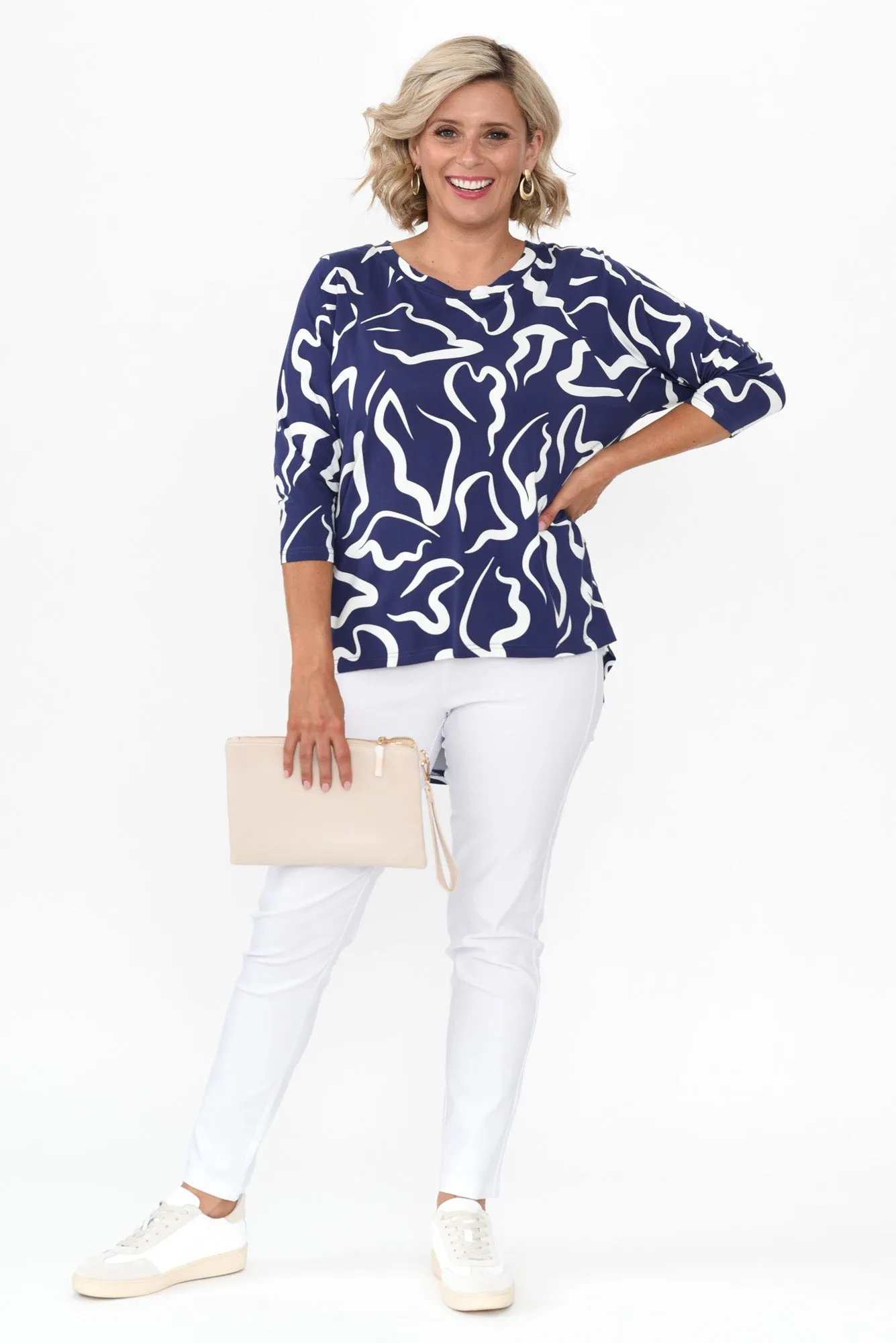 Deliah Navy Geo Hi Lo Bamboo Top sold by Blue Bungalow product image thumbnail 2