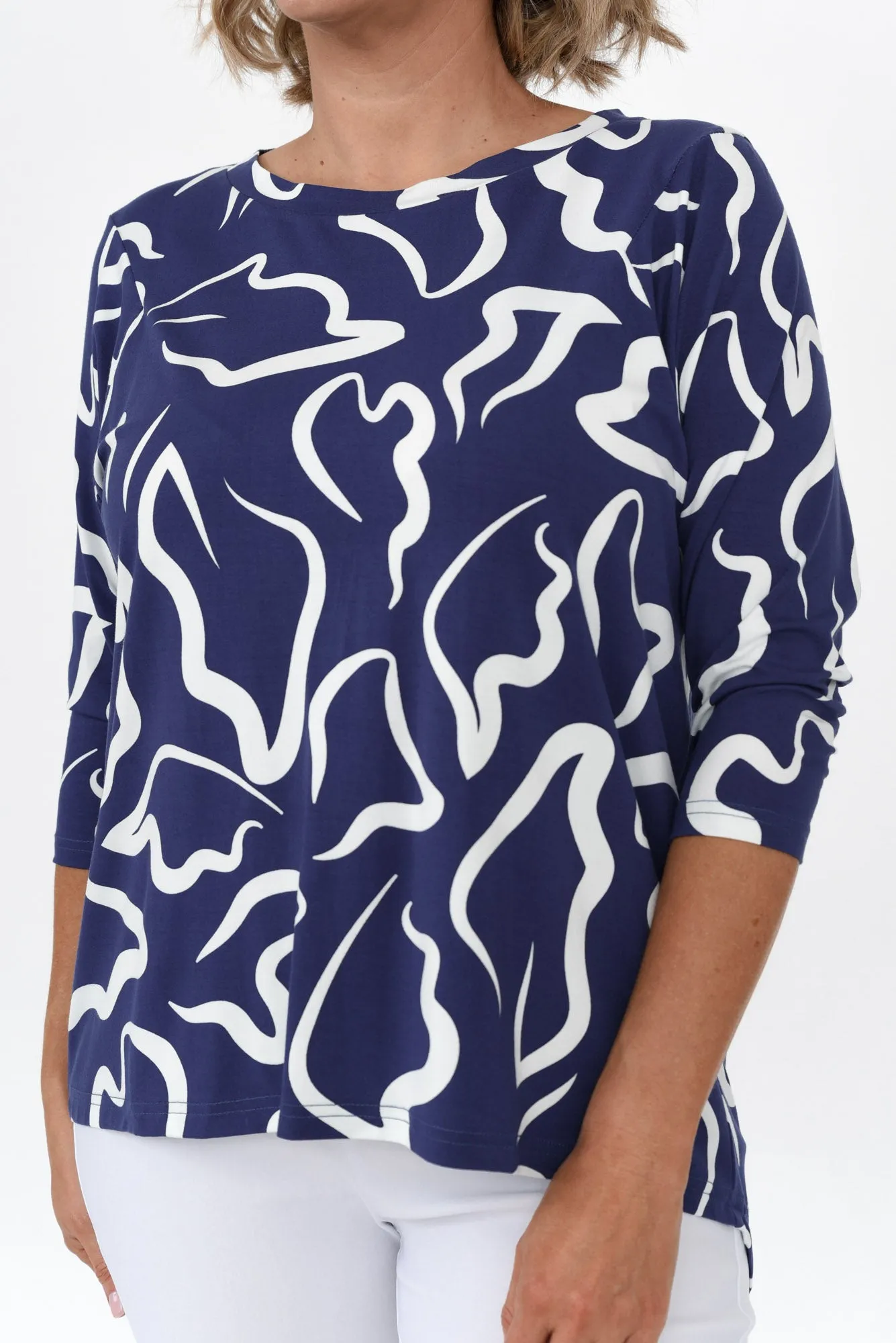 Deliah Navy Geo Hi Lo Bamboo Top sold by Blue Bungalow product image thumbnail 5