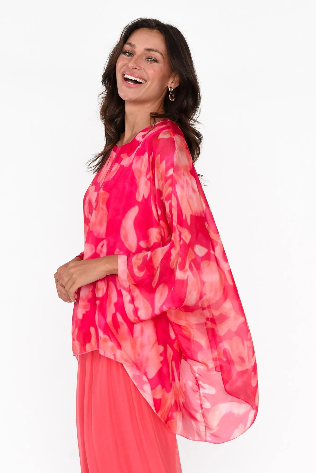 Trevino Fuchsia Garden Silk Overlay Top sold by Blue Bungalow product image thumbnail 3