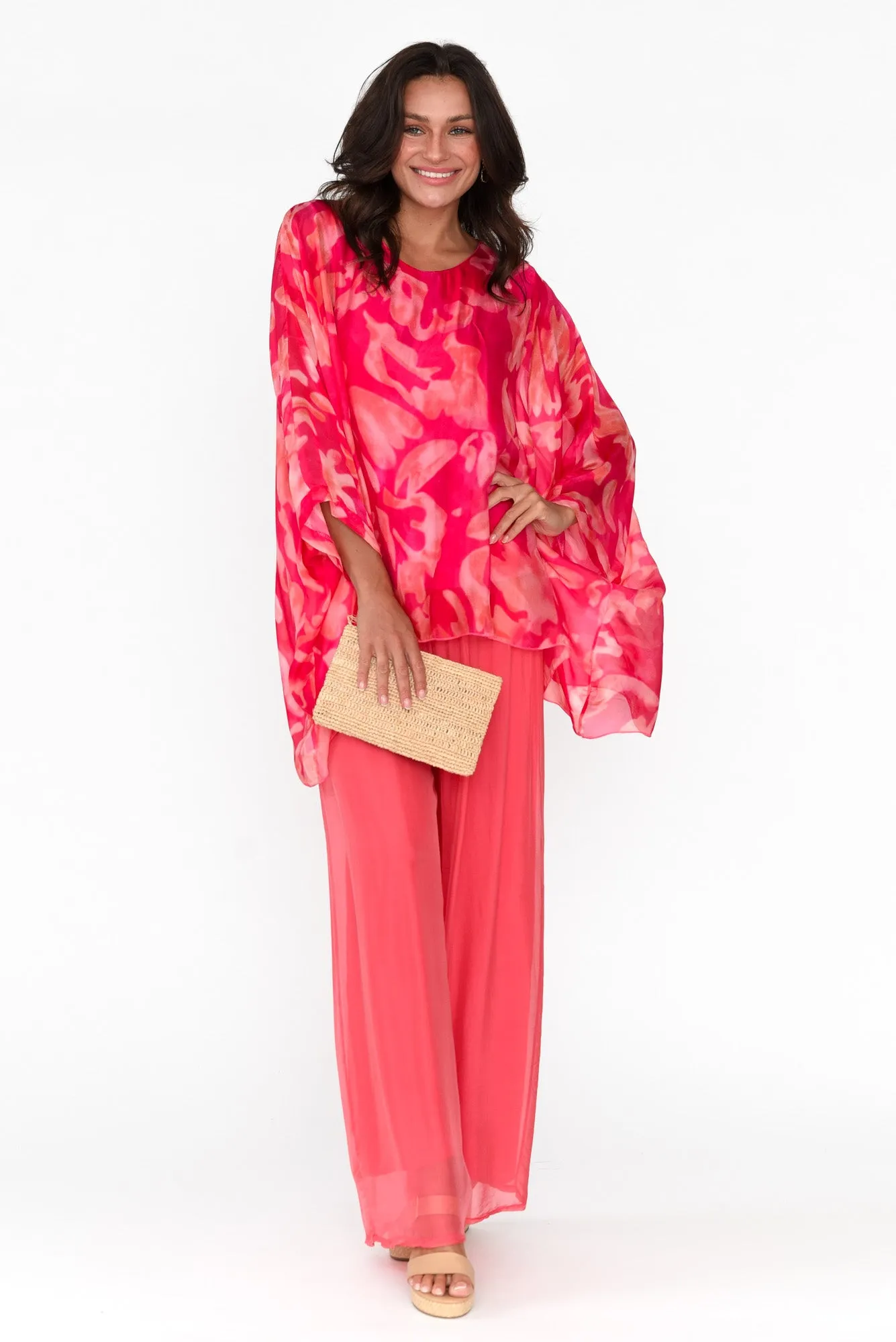 Trevino Fuchsia Garden Silk Overlay Top sold by Blue Bungalow product image thumbnail 2