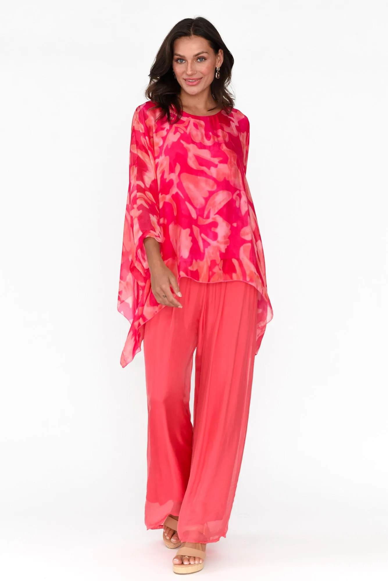 Trevino Fuchsia Garden Silk Overlay Top sold by Blue Bungalow product image thumbnail 5