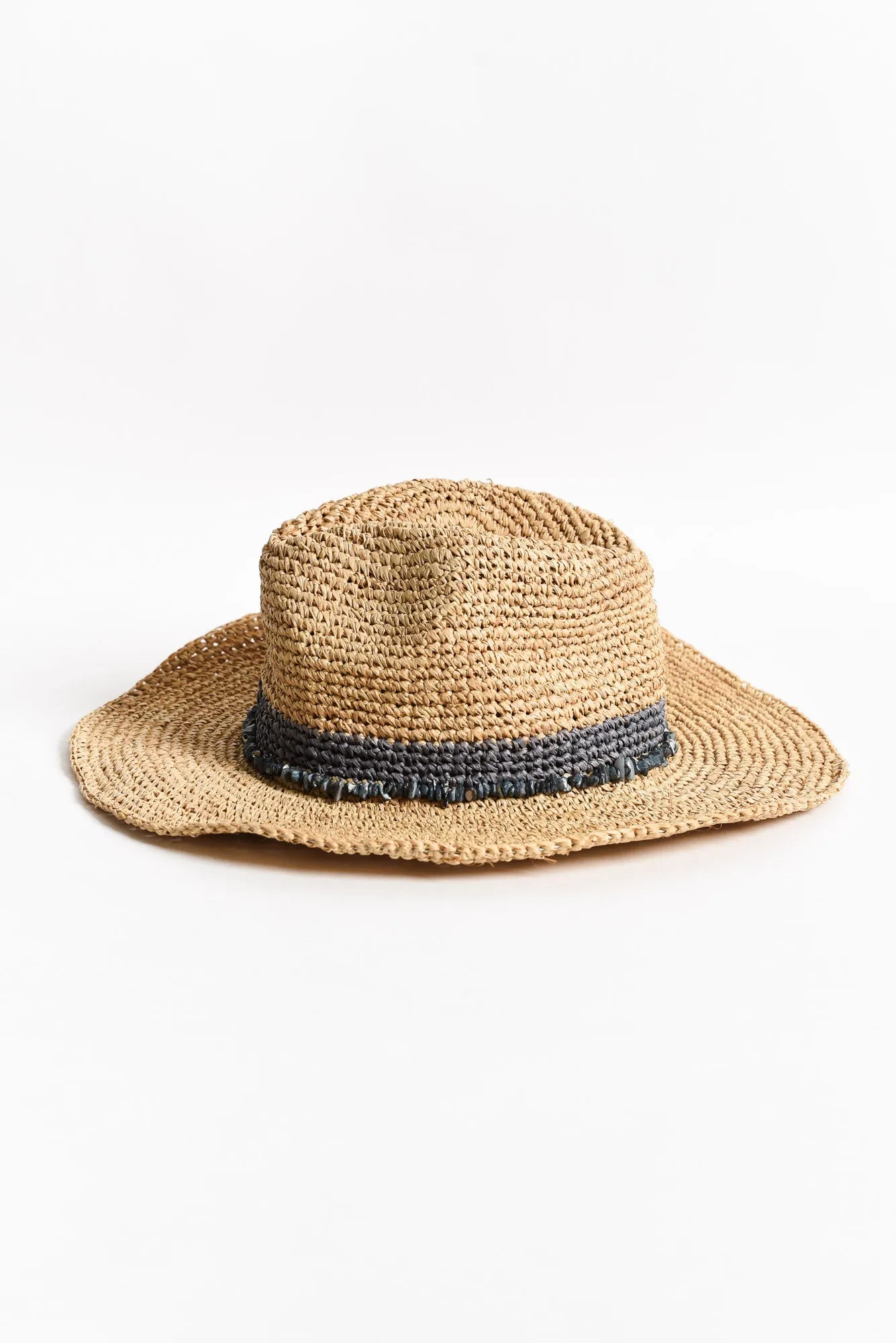 Cassie Cobalt Raffia Cowboy Hat sold by Blue Bungalow