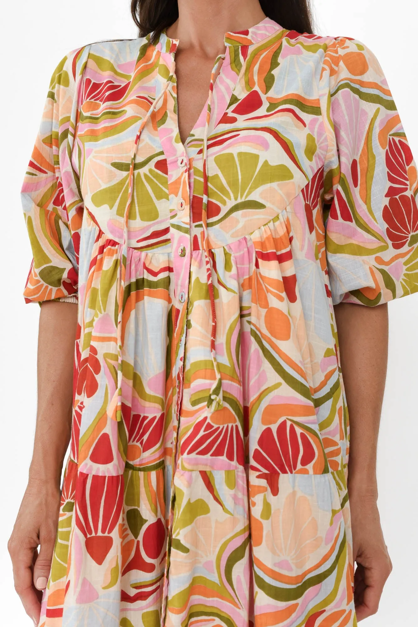 Kofi Orange Geo Cotton Button Dress sold by Blue Bungalow product image thumbnail 5