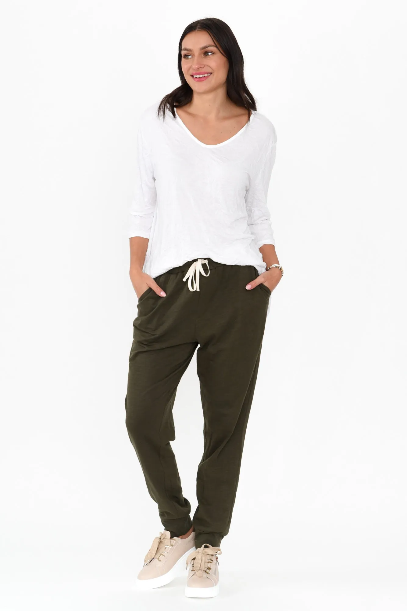 Bondi Khaki Cotton Jogger Pants sold by Blue Bungalow product image thumbnail 2