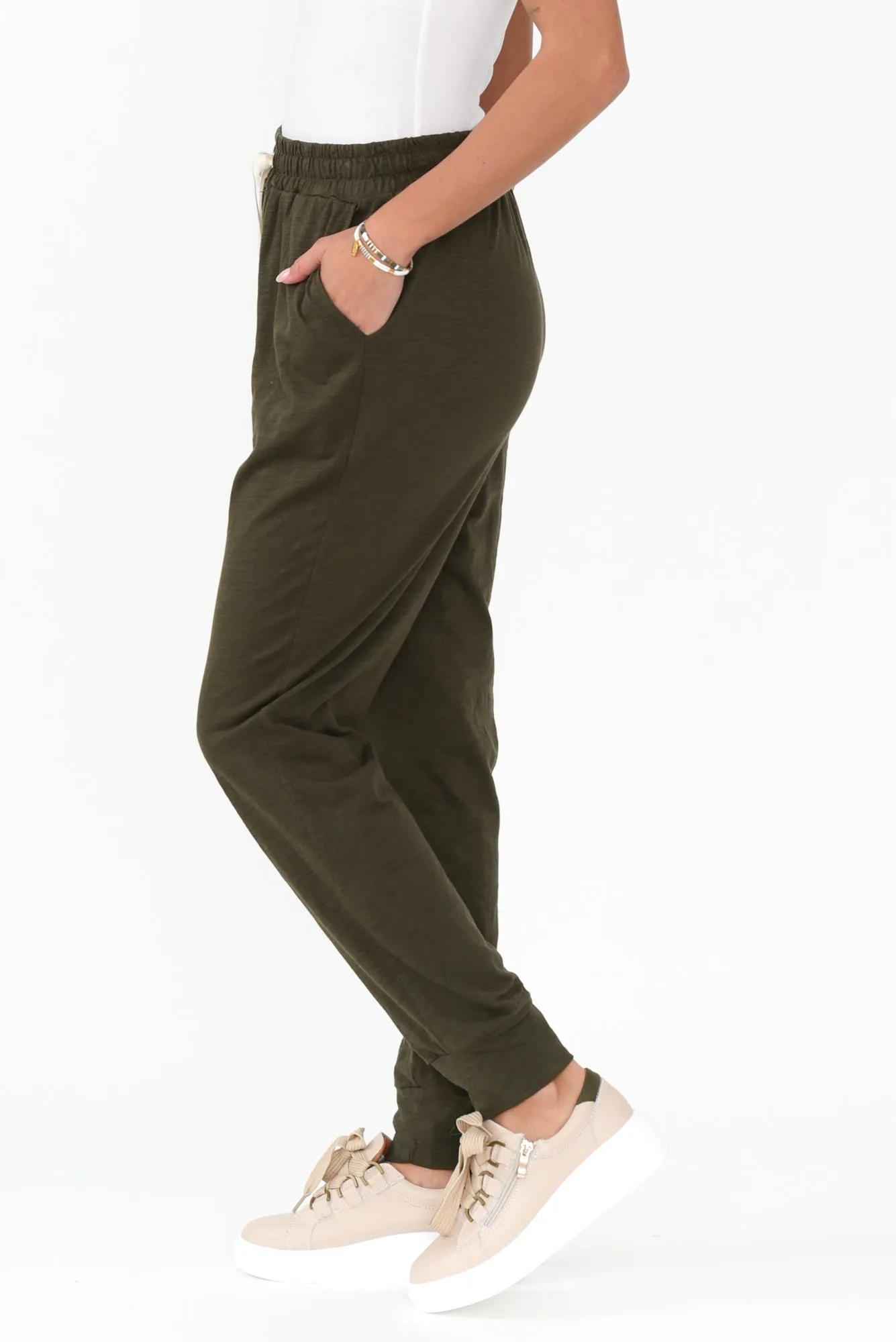 Bondi Khaki Cotton Jogger Pants sold by Blue Bungalow product image thumbnail 3