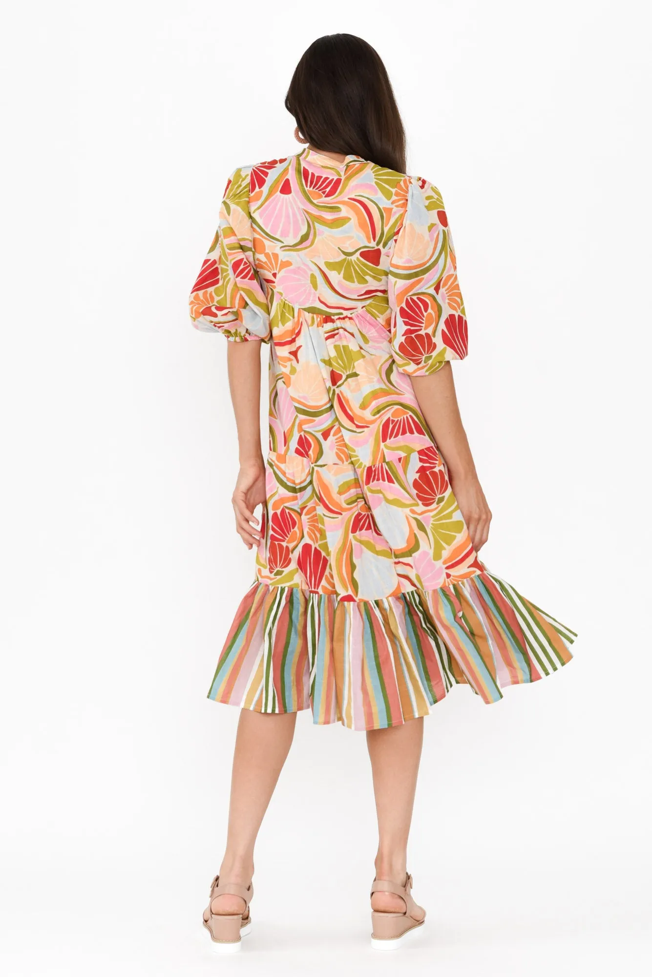 Kofi Orange Geo Cotton Button Dress sold by Blue Bungalow product image thumbnail 4