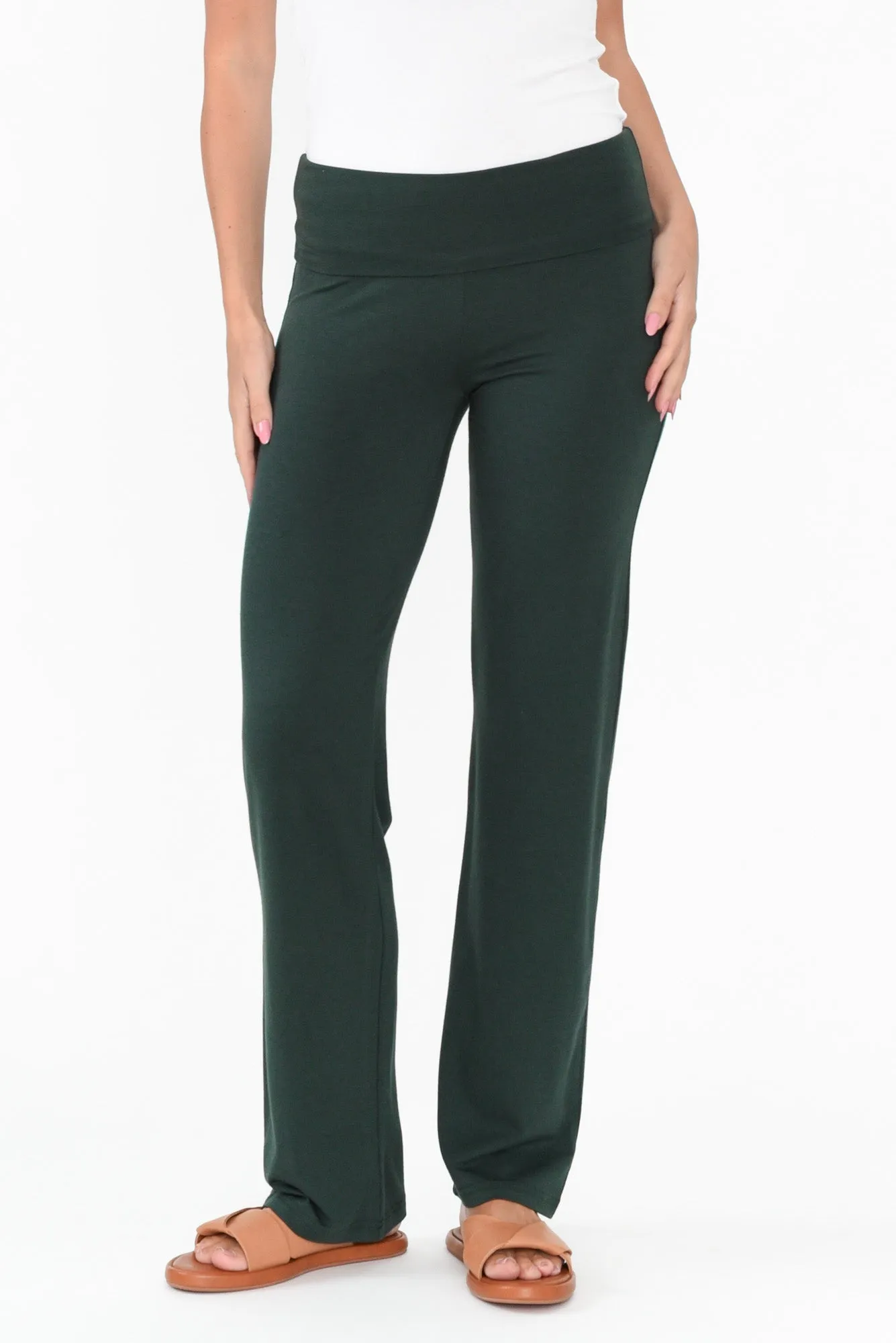 Pamela Dark Green Bamboo Pants sold by Blue Bungalow