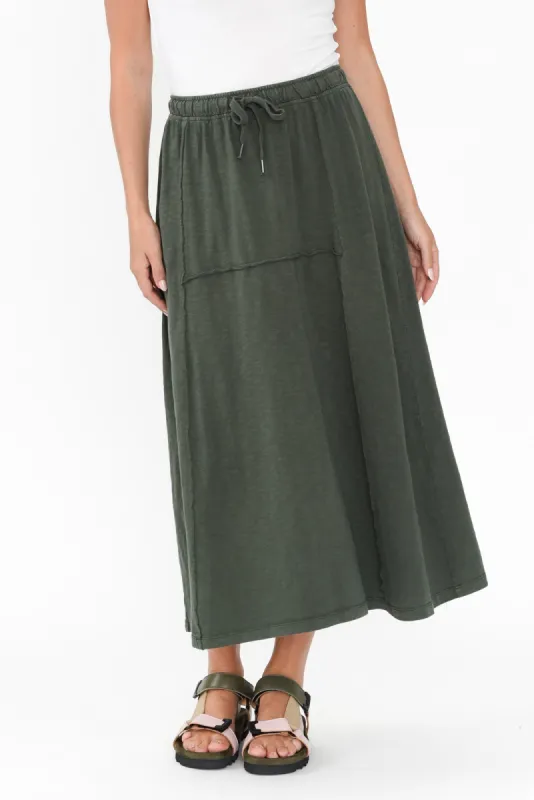 Jayne Khaki Cotton Drawstring Skirt sold by Blue Bungalow