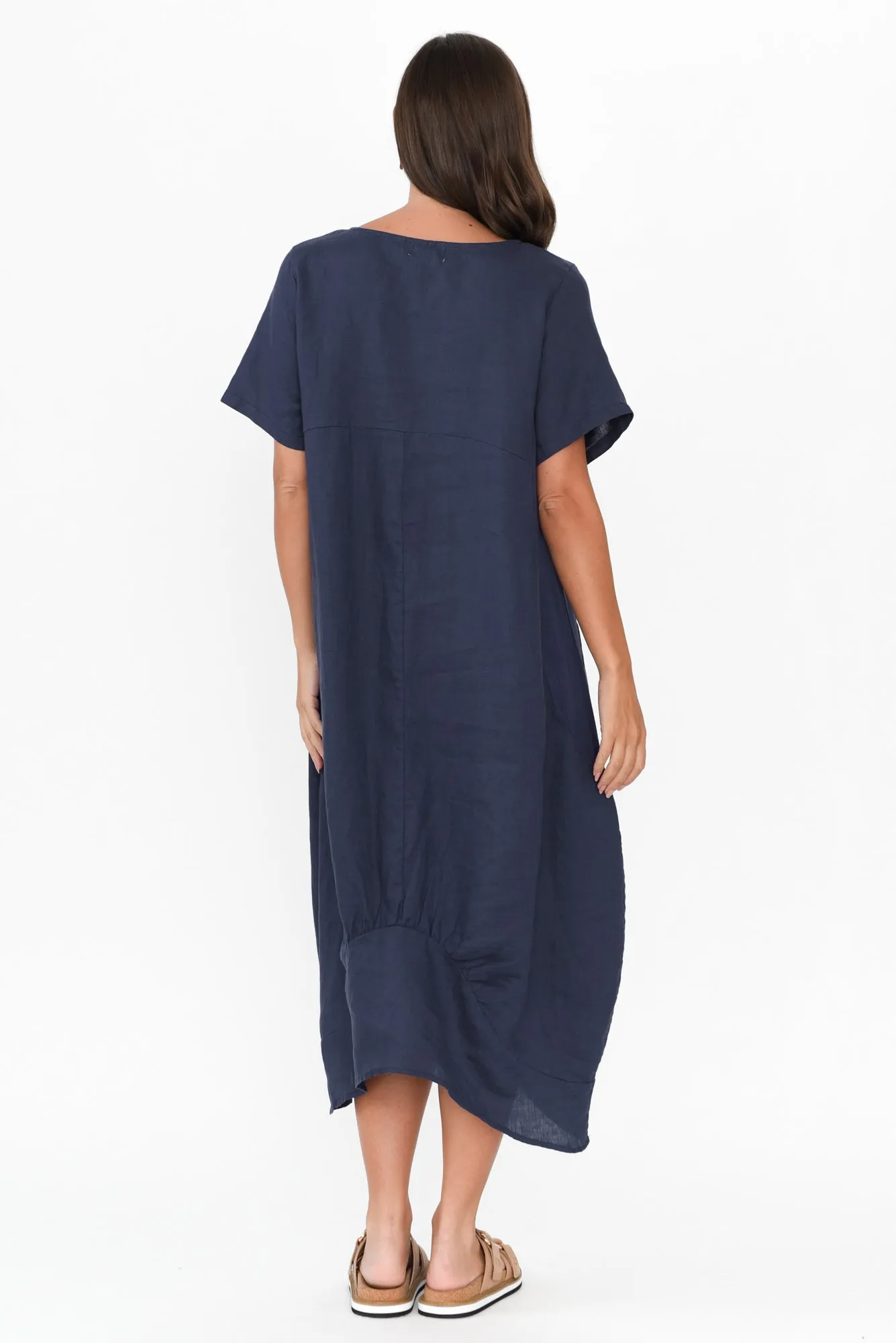 Kandace Navy Linen Pocket Dress sold by Blue Bungalow product image thumbnail 4