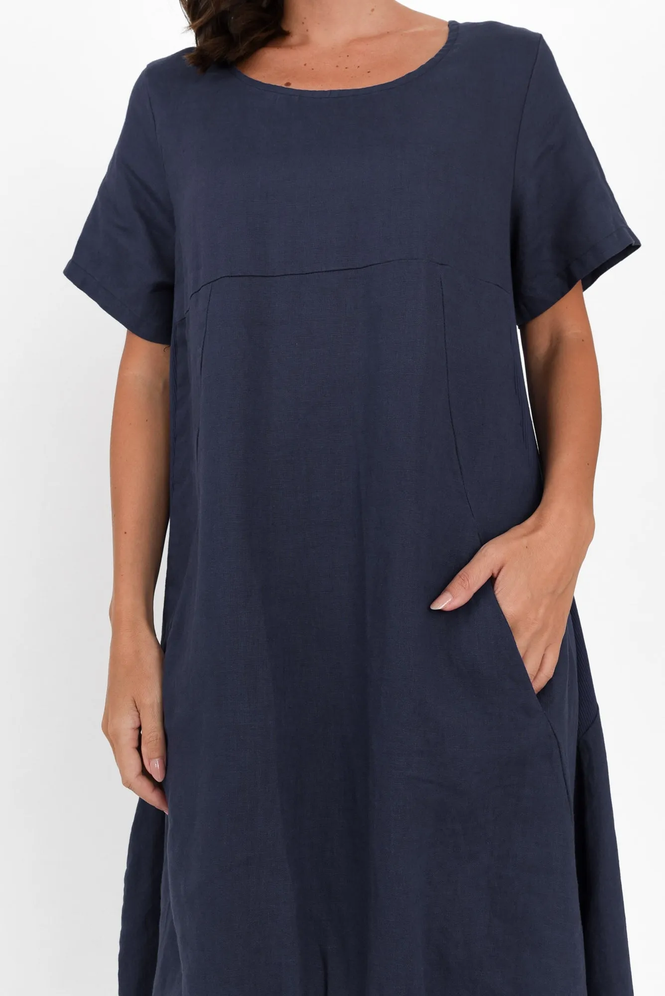 Kandace Navy Linen Pocket Dress sold by Blue Bungalow product image thumbnail 5