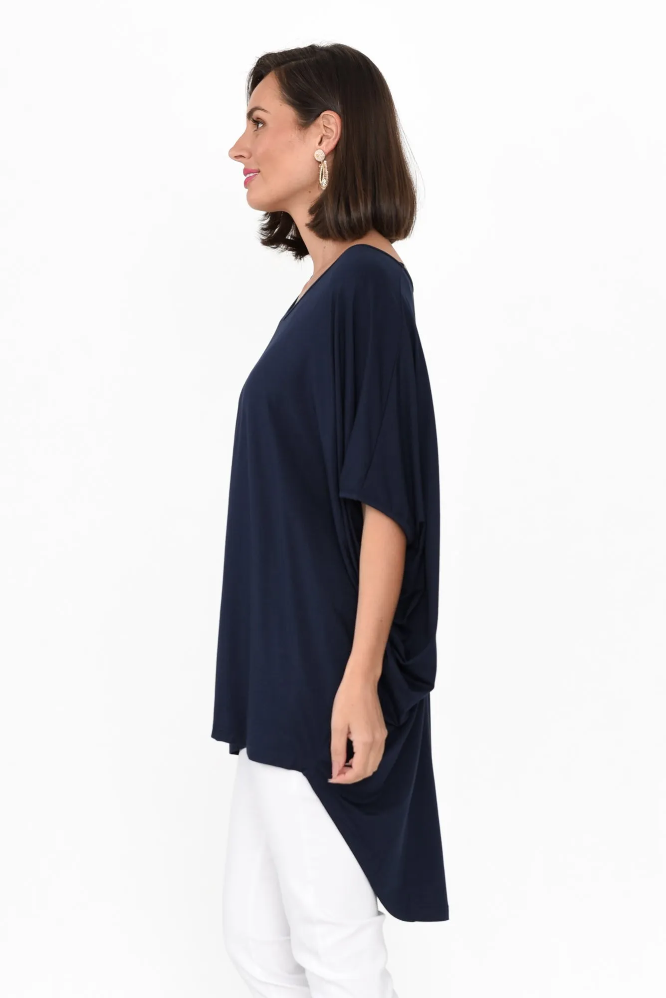 Emory Navy Bamboo Hi Lo Batwing Top sold by Blue Bungalow product image thumbnail 3