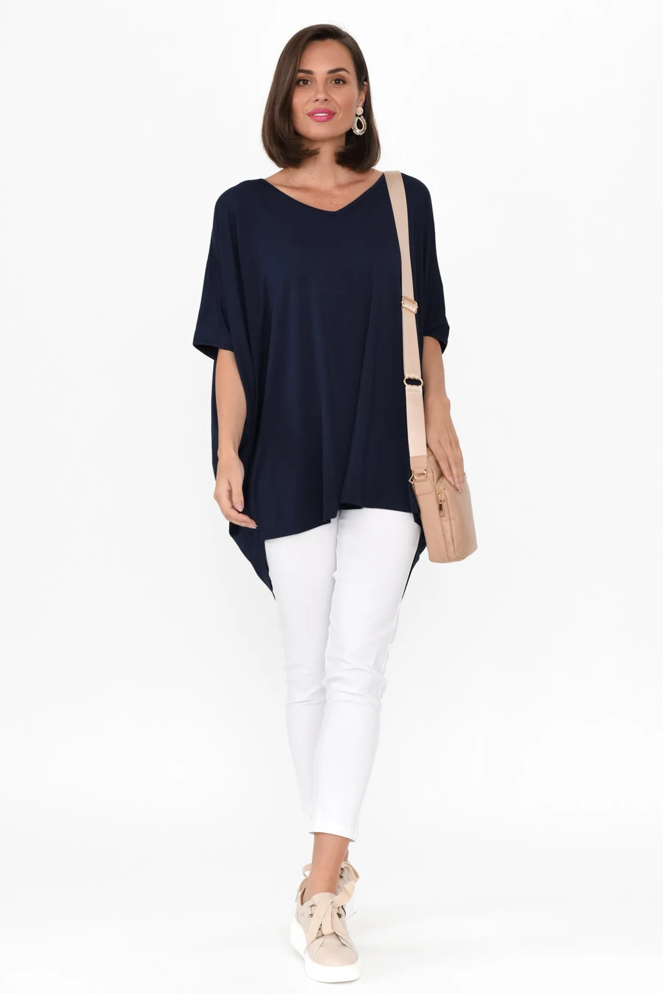 Emory Navy Bamboo Hi Lo Batwing Top sold by Blue Bungalow product image thumbnail 2