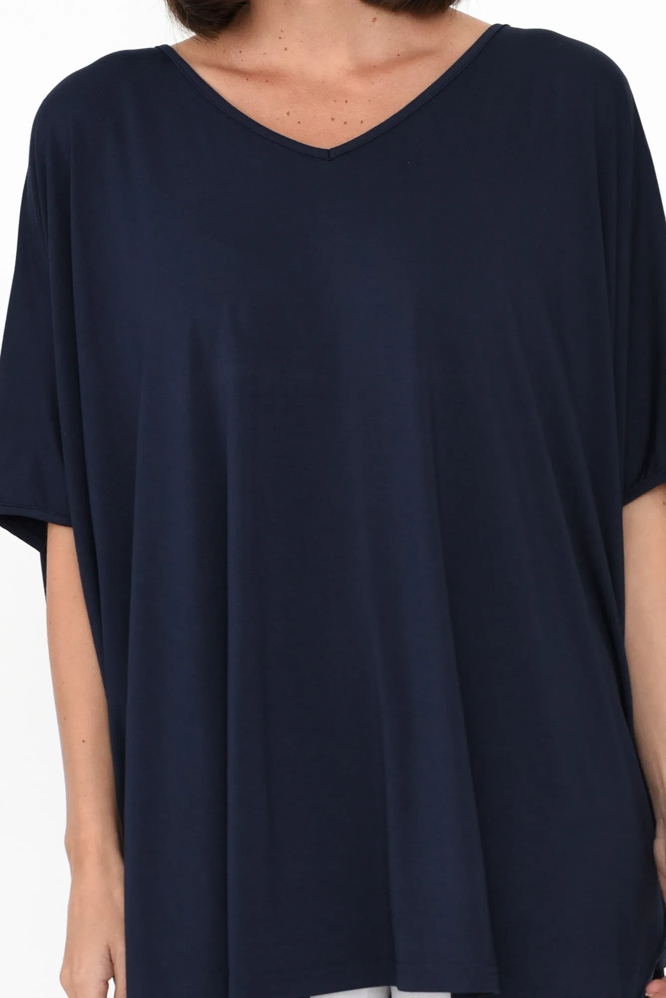 Emory Navy Bamboo Hi Lo Batwing Top sold by Blue Bungalow product image thumbnail 5