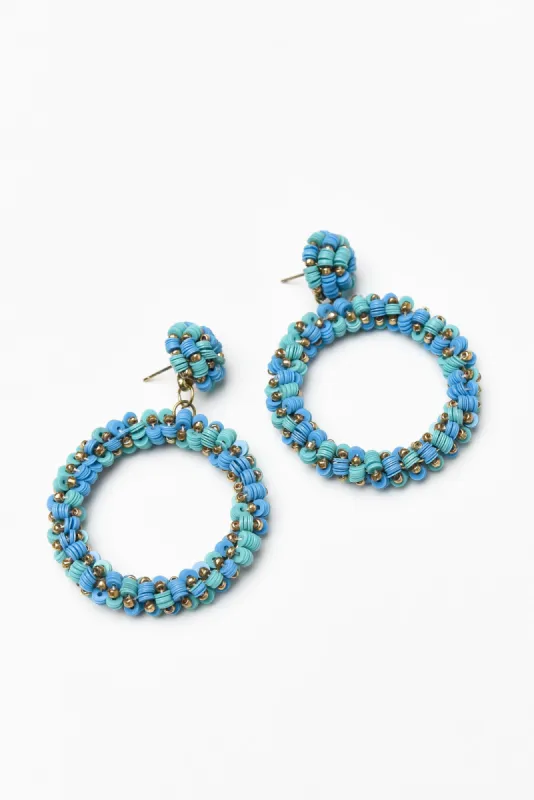 Rogan Blue Beaded Drop Earrings sold by Blue Bungalow