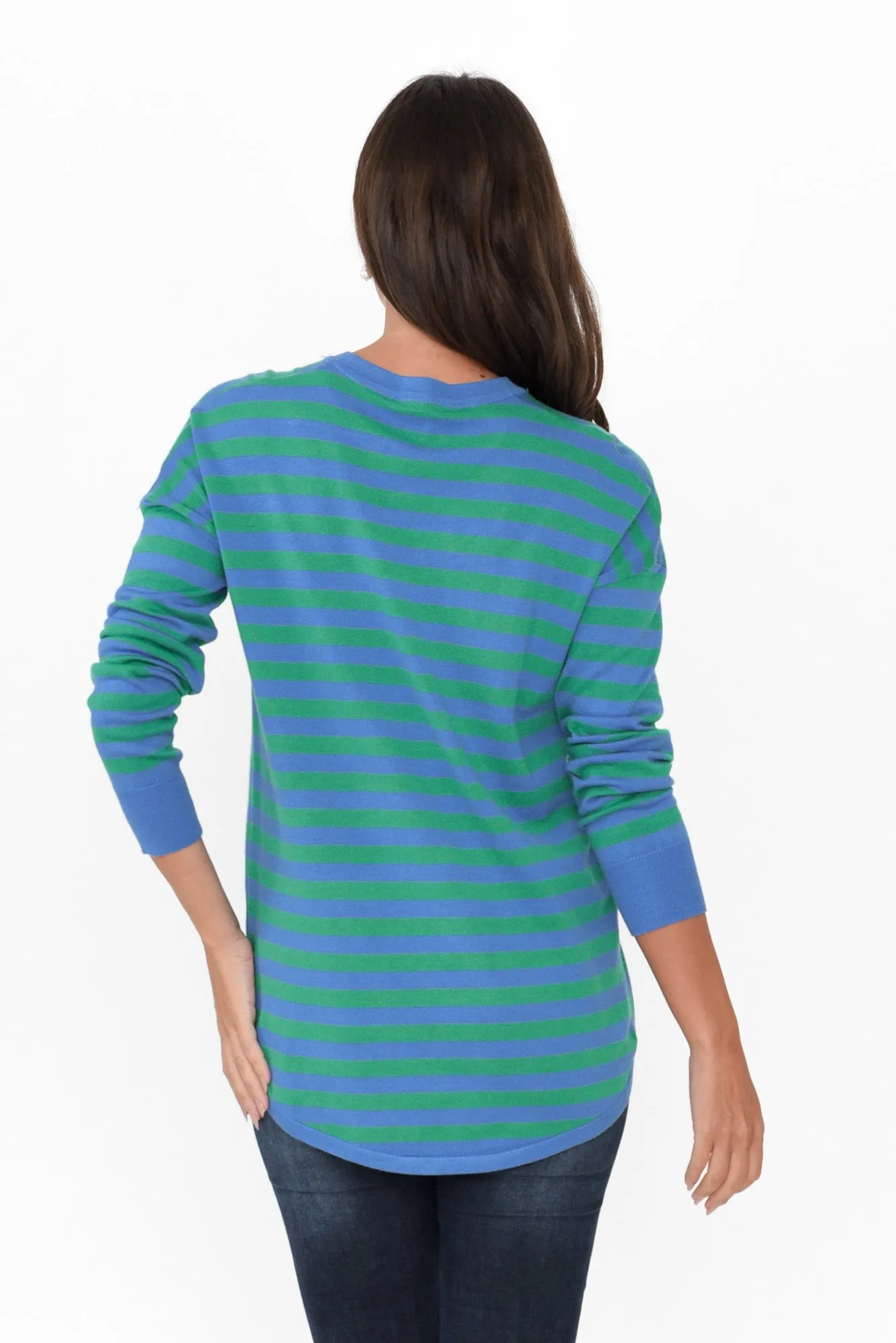 Sophie Green Stripe Knit Jumper sold by Blue Bungalow product image thumbnail 4