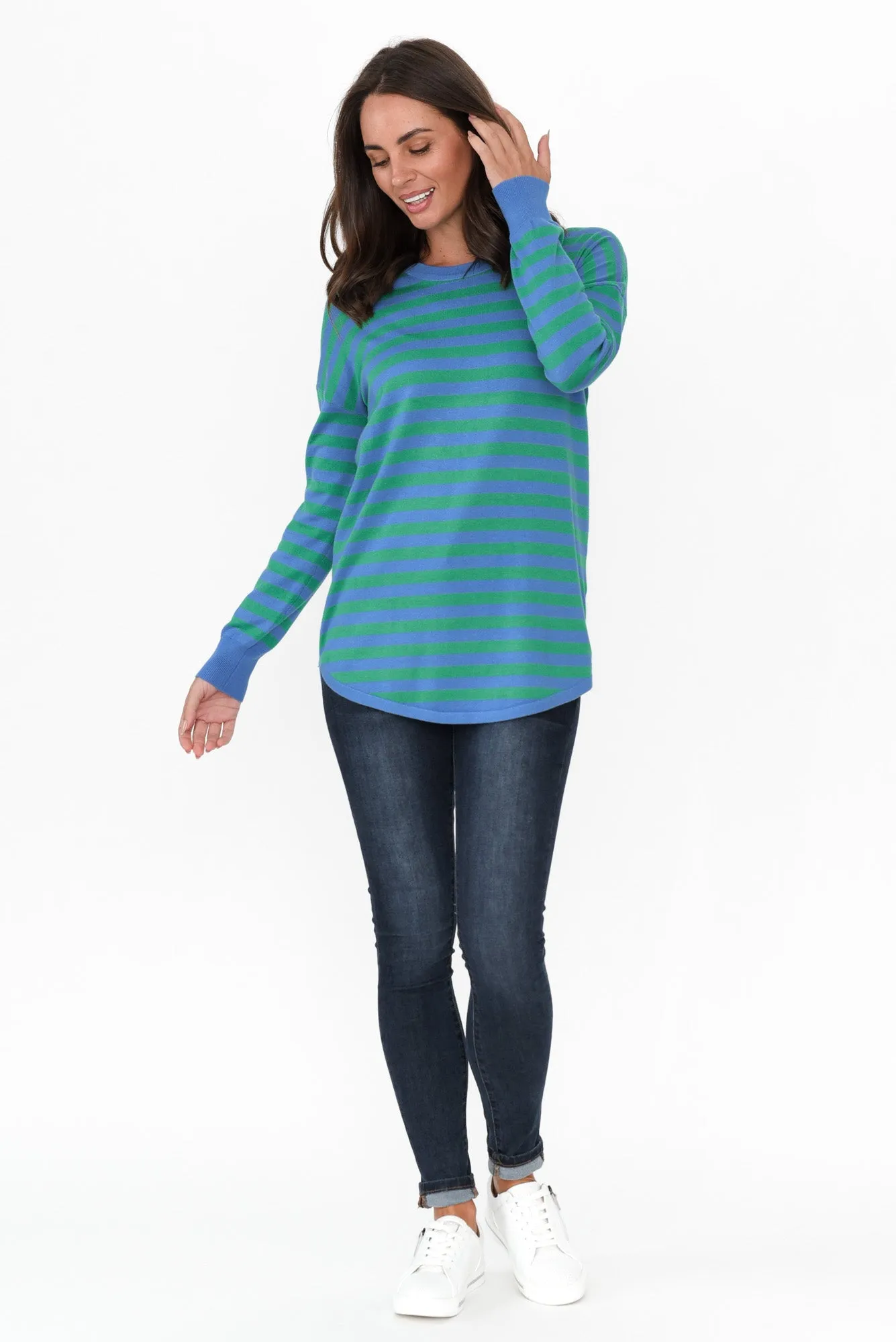 Sophie Green Stripe Knit Jumper sold by Blue Bungalow product image thumbnail 2