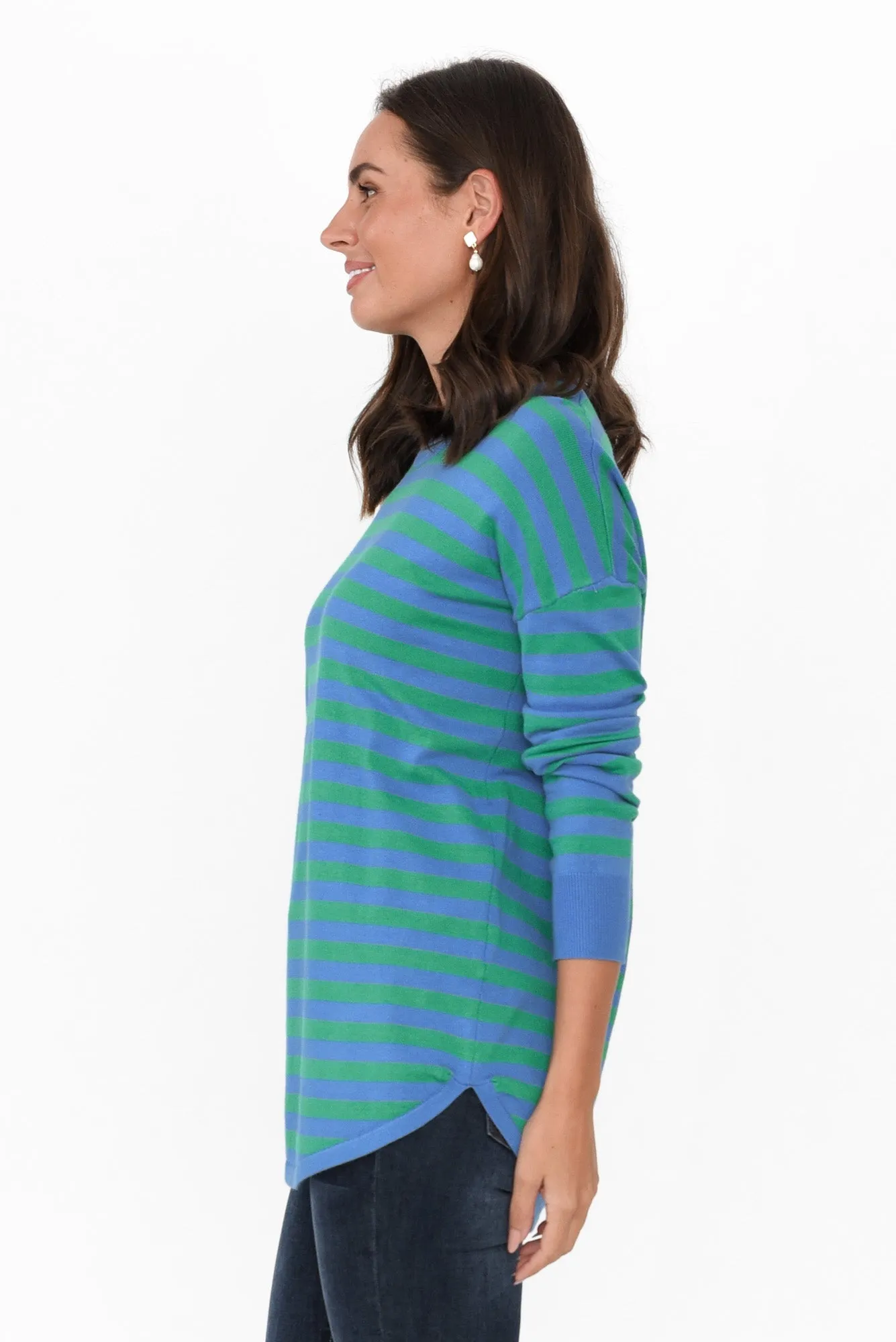 Sophie Green Stripe Knit Jumper sold by Blue Bungalow product image thumbnail 3