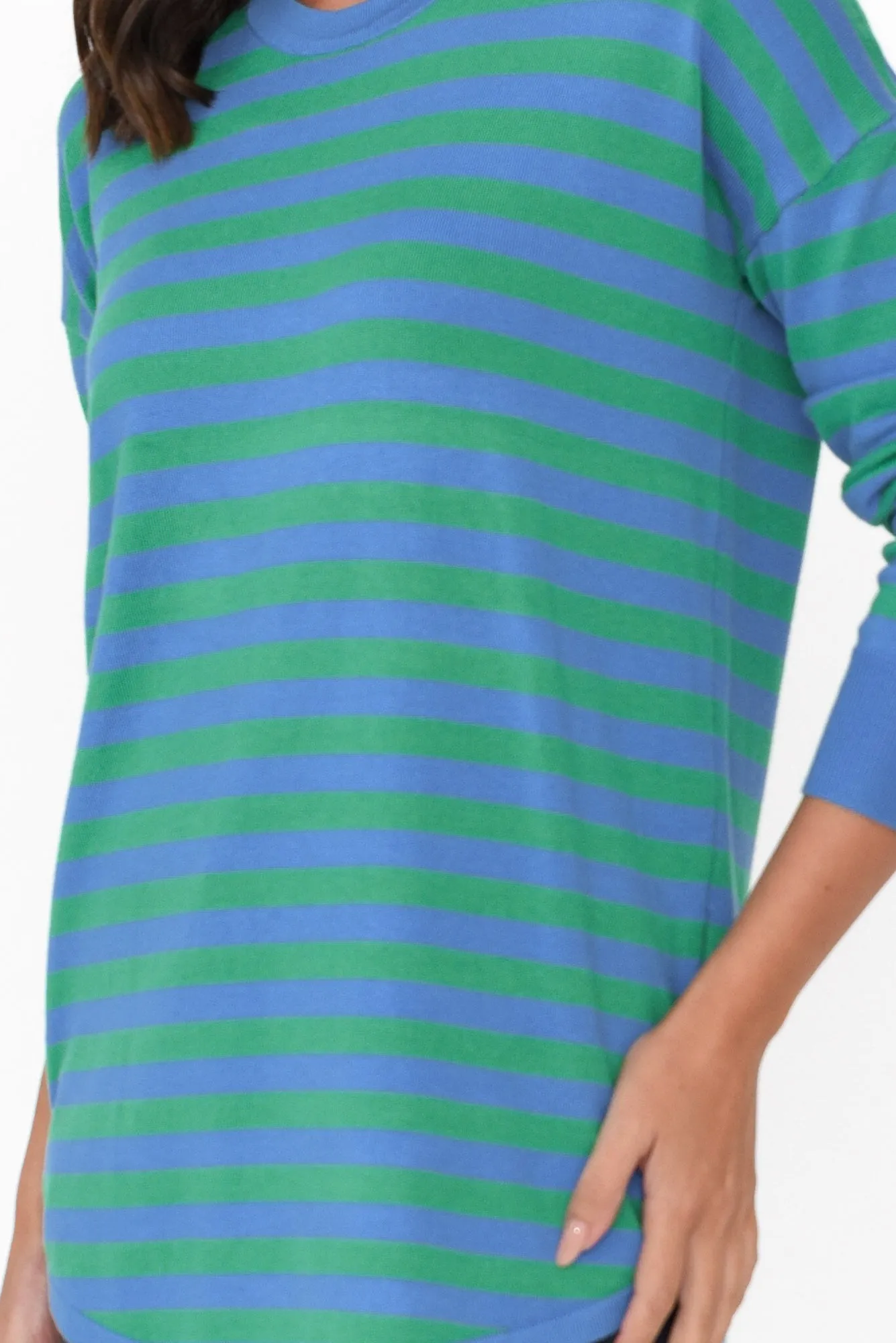 Sophie Green Stripe Knit Jumper sold by Blue Bungalow product image thumbnail 5