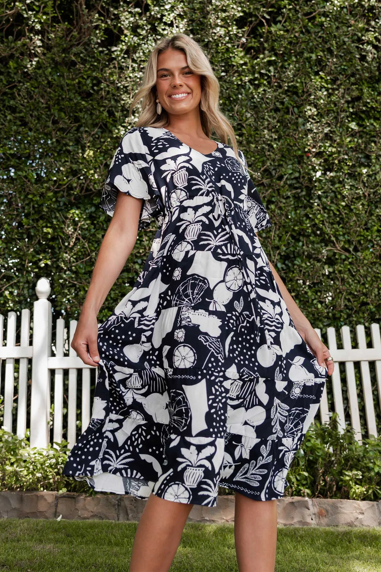 Belinda Navy Beach Tier Dress sold by Blue Bungalow product image thumbnail 2
