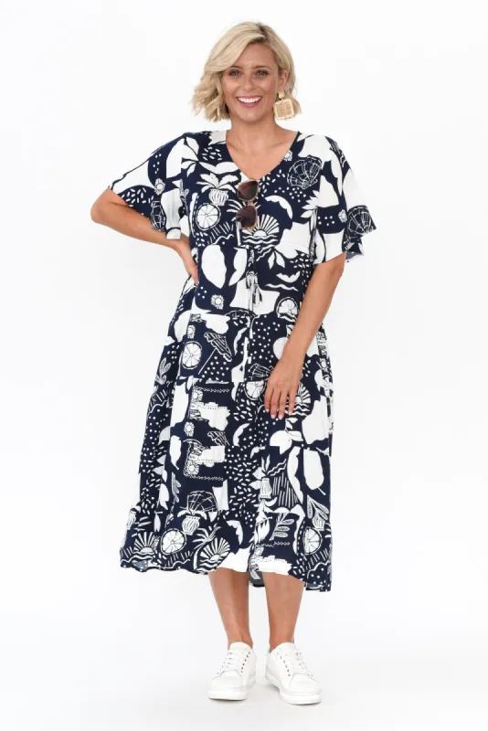 Belinda Navy Beach Tier Dress sold by Blue Bungalow