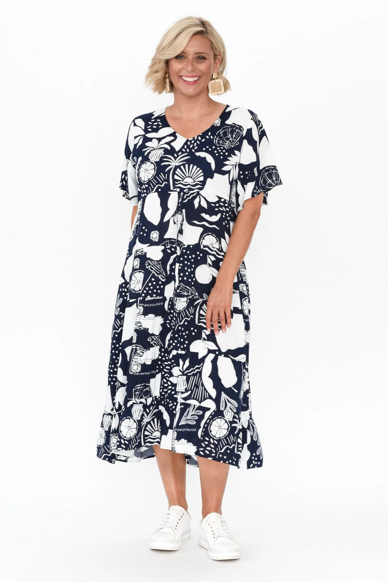 Belinda Navy Beach Tier Dress sold by Blue Bungalow product image thumbnail 3