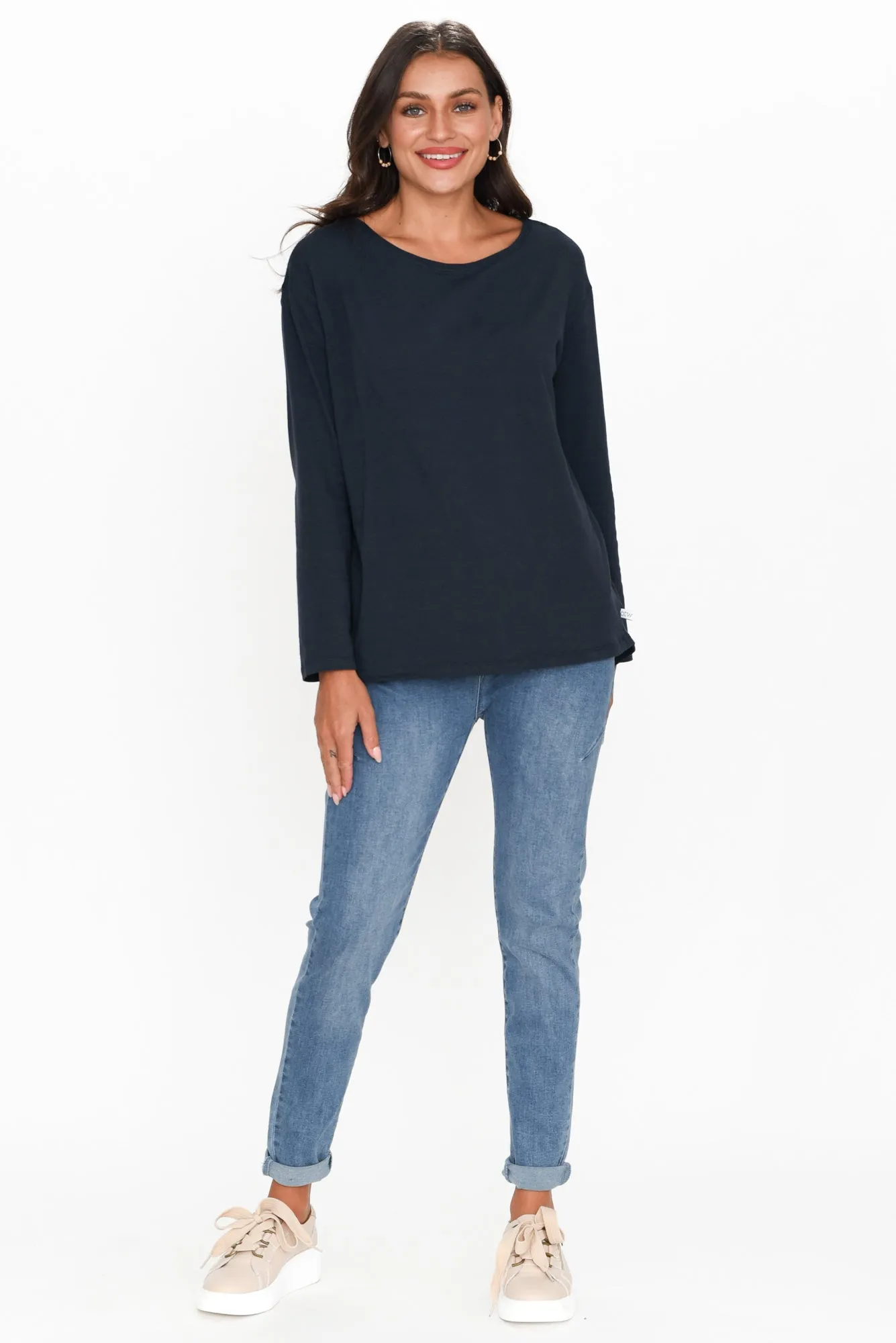 Moya Navy Cotton Hi Lo Top sold by Blue Bungalow product image thumbnail 3