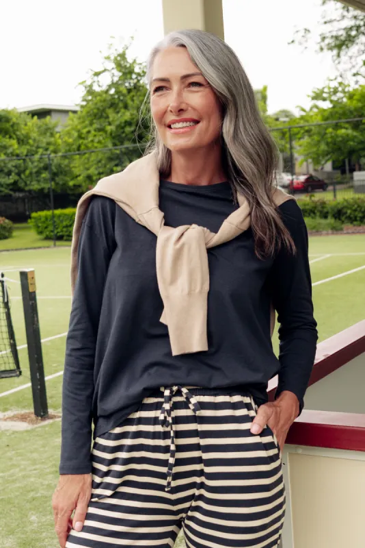 Moya Navy Cotton Hi Lo Top sold by Blue Bungalow