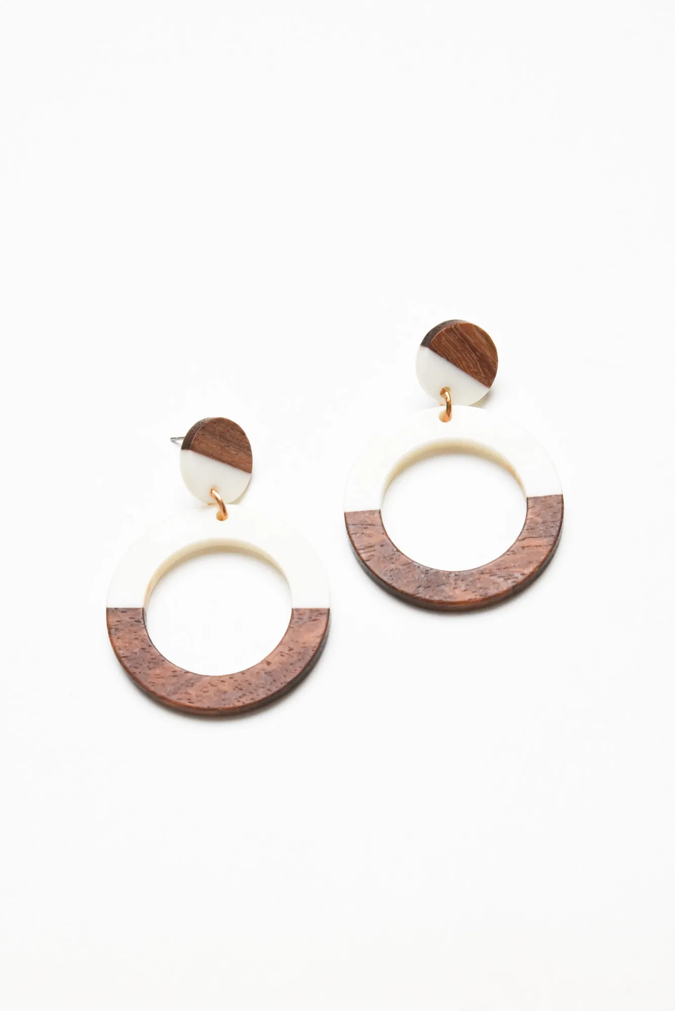 Nanelle White Wood Hoop Earring sold by Blue Bungalow