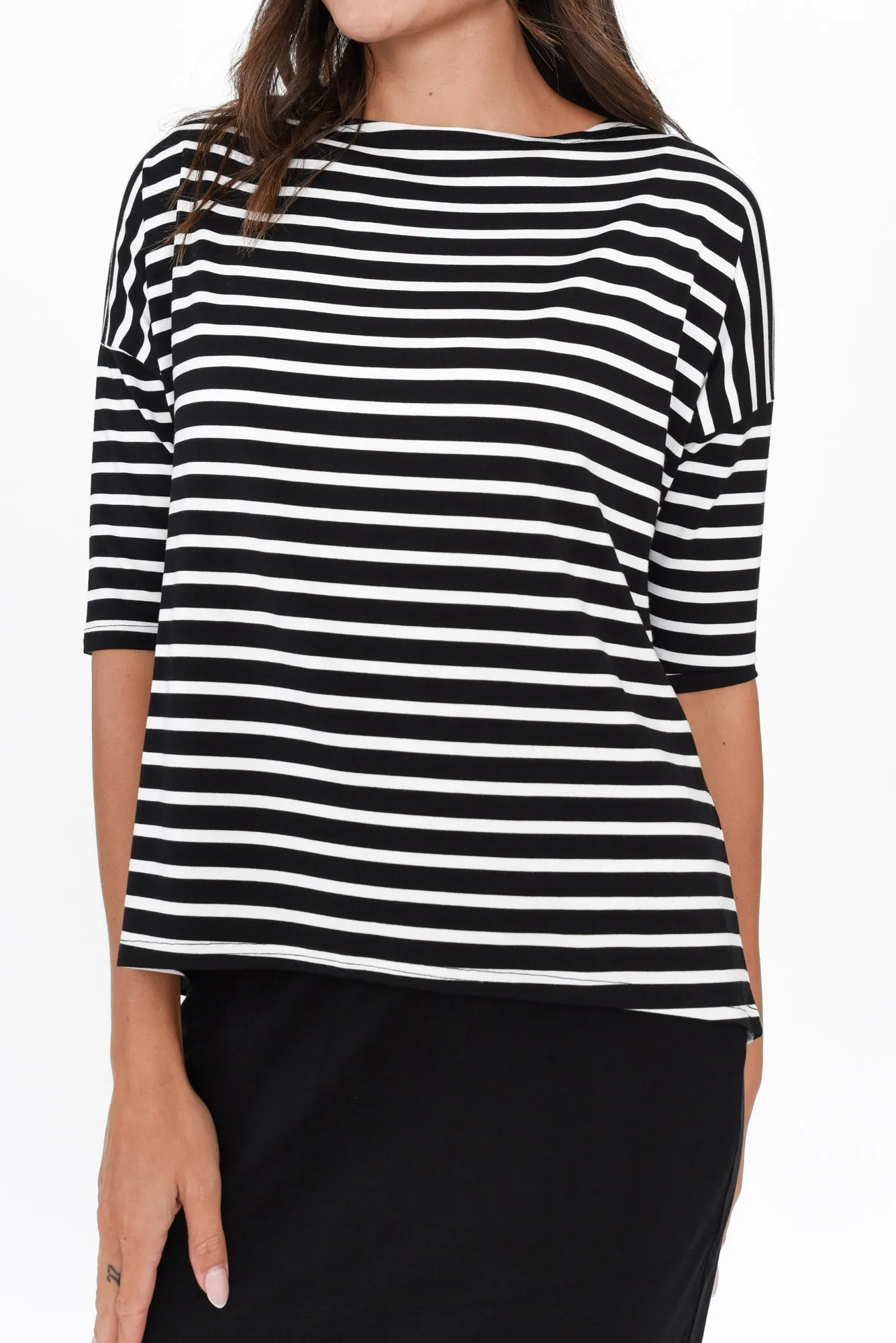 Camila Black Stripe Bamboo Top sold by Blue Bungalow product image thumbnail 5