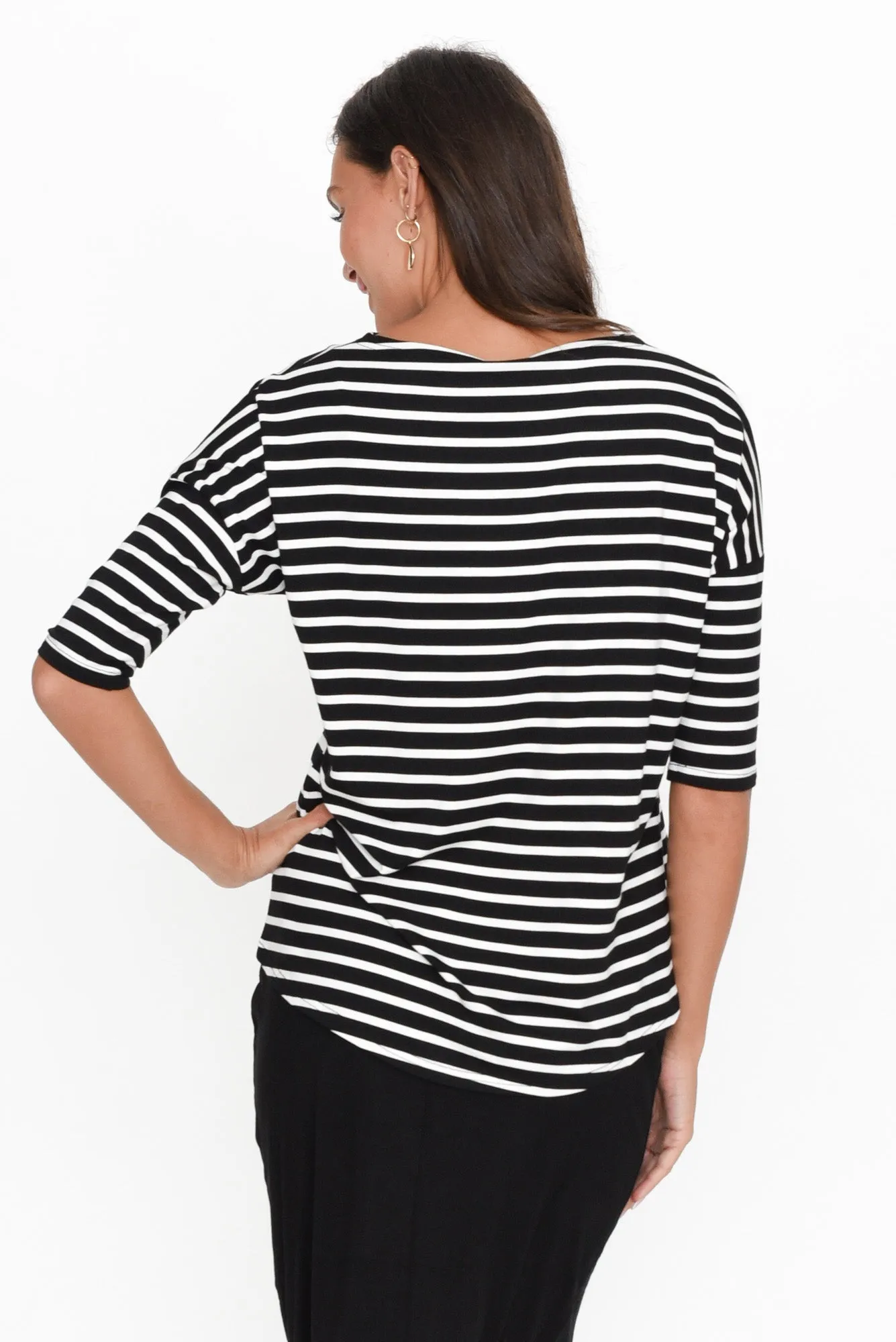 Camila Black Stripe Bamboo Top sold by Blue Bungalow product image thumbnail 4