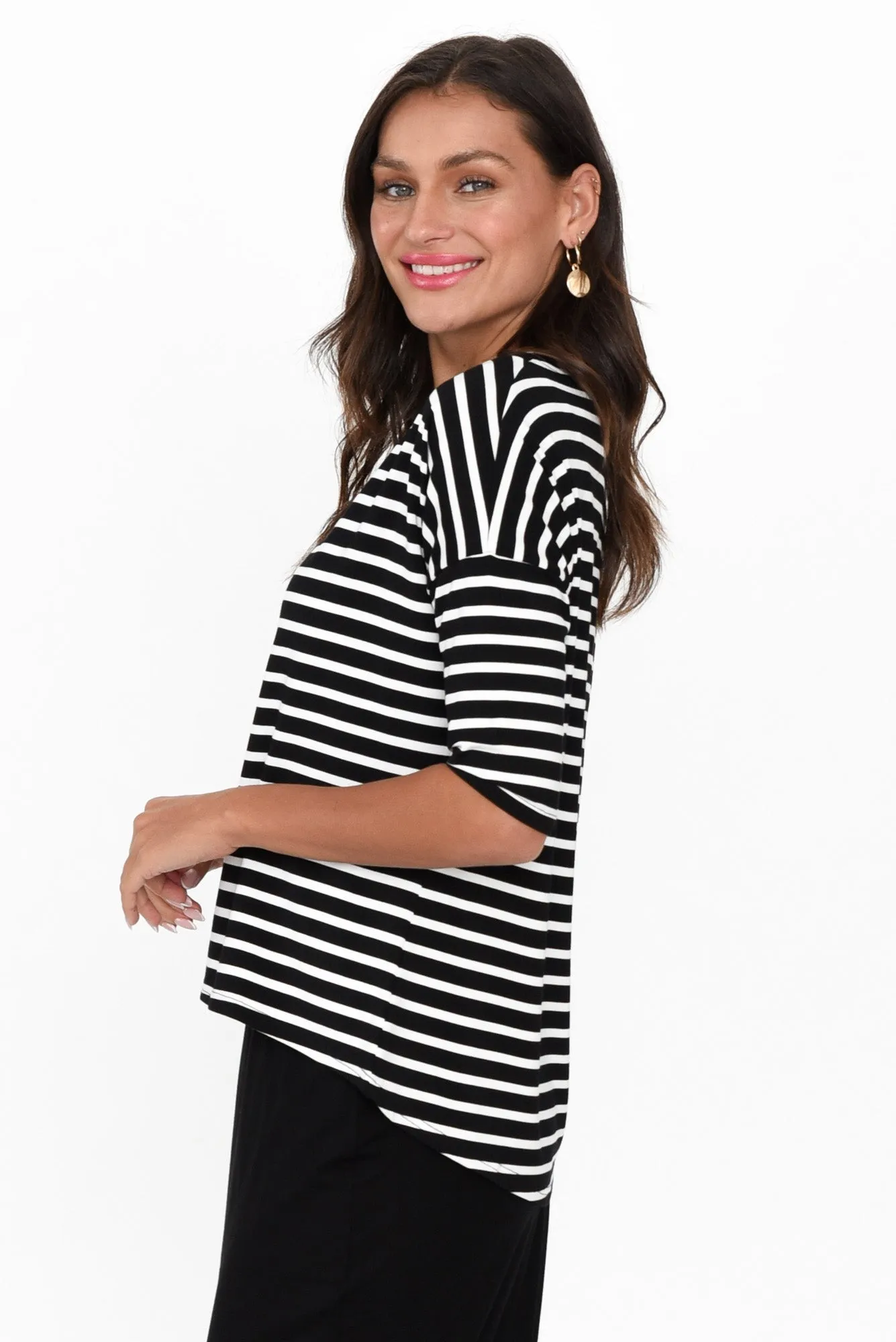 Camila Black Stripe Bamboo Top sold by Blue Bungalow product image thumbnail 3