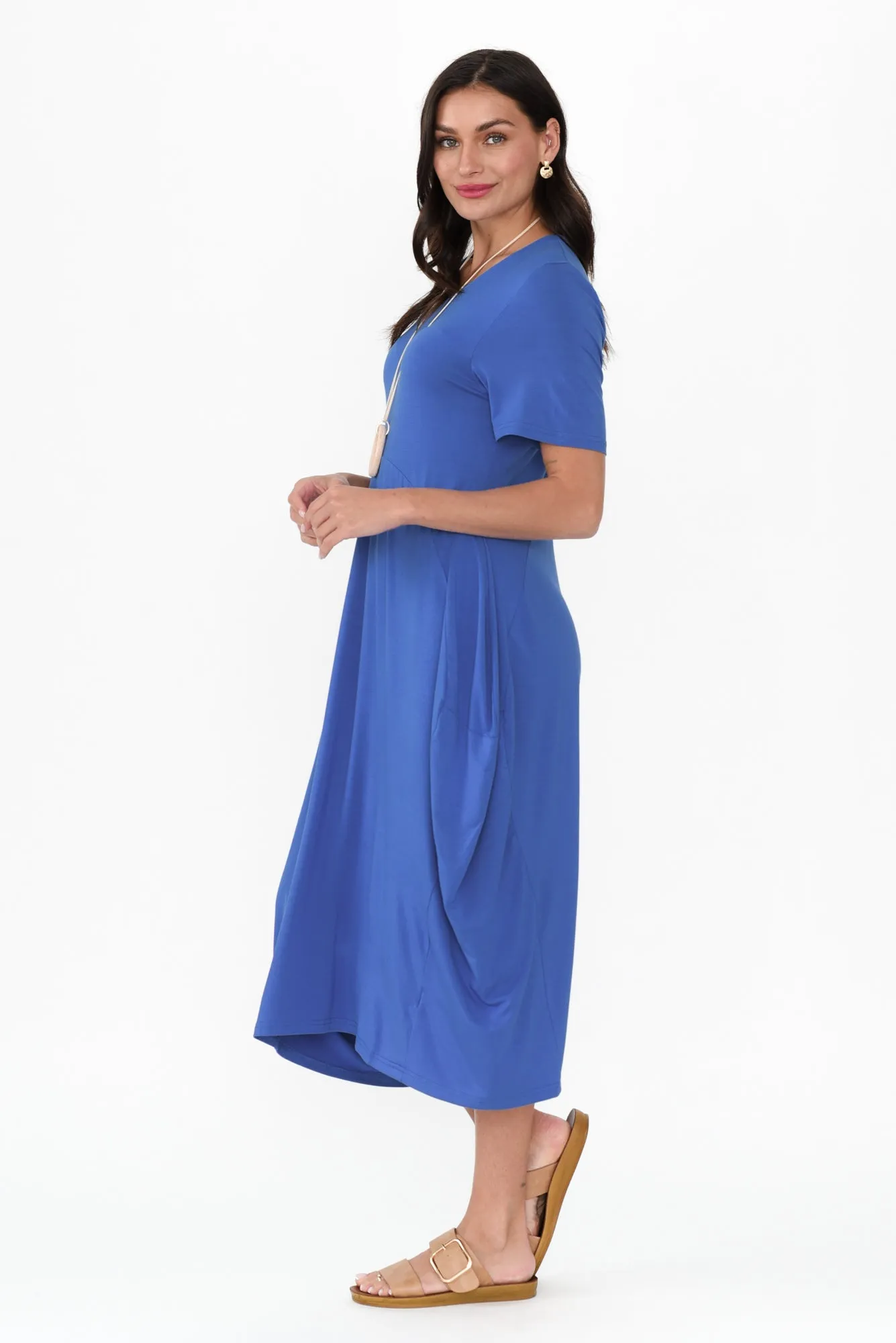 Glenda Cobalt Short Sleeve Crescent Dress sold by Blue Bungalow product image thumbnail 4
