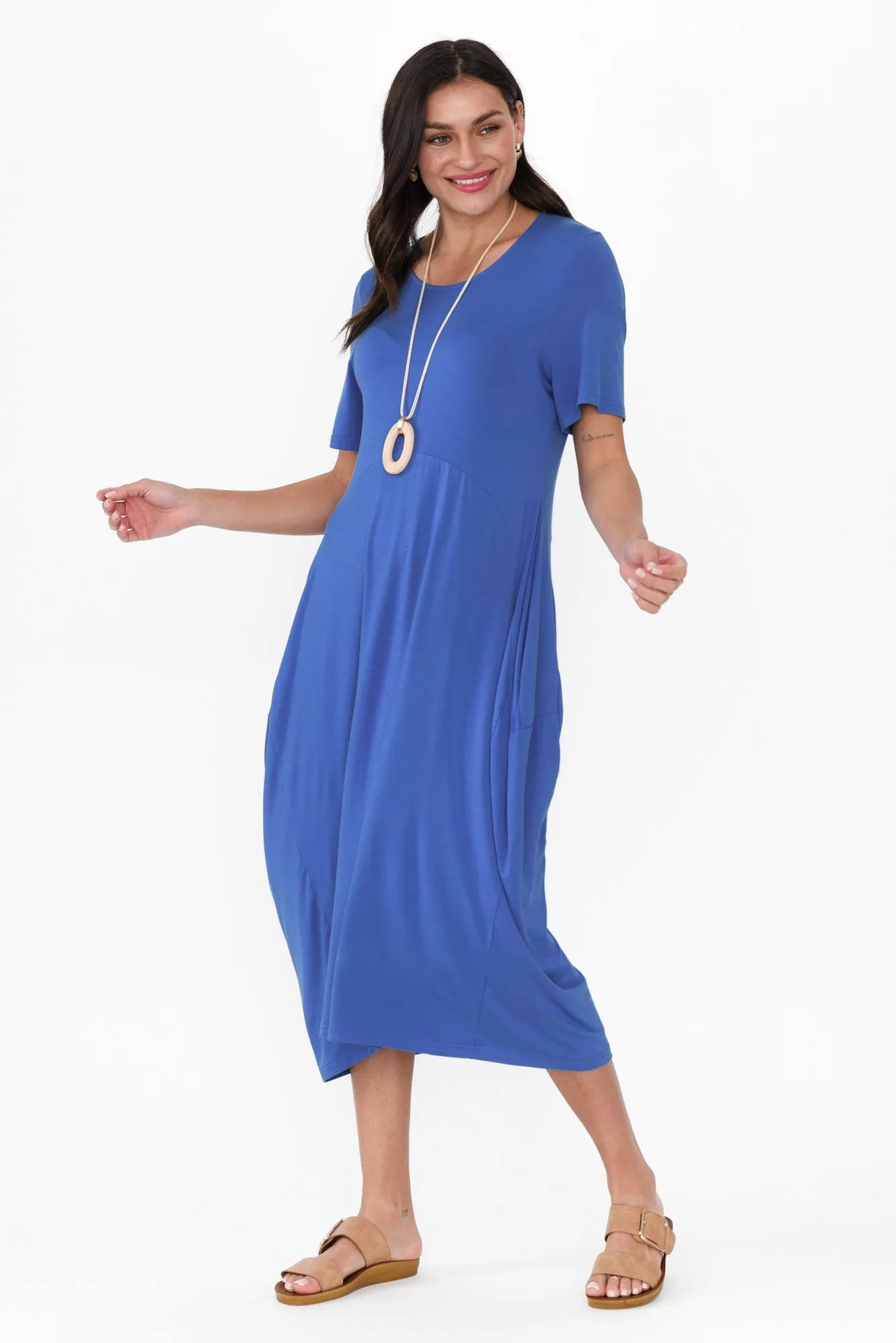 Glenda Cobalt Short Sleeve Crescent Dress sold by Blue Bungalow product image thumbnail 3