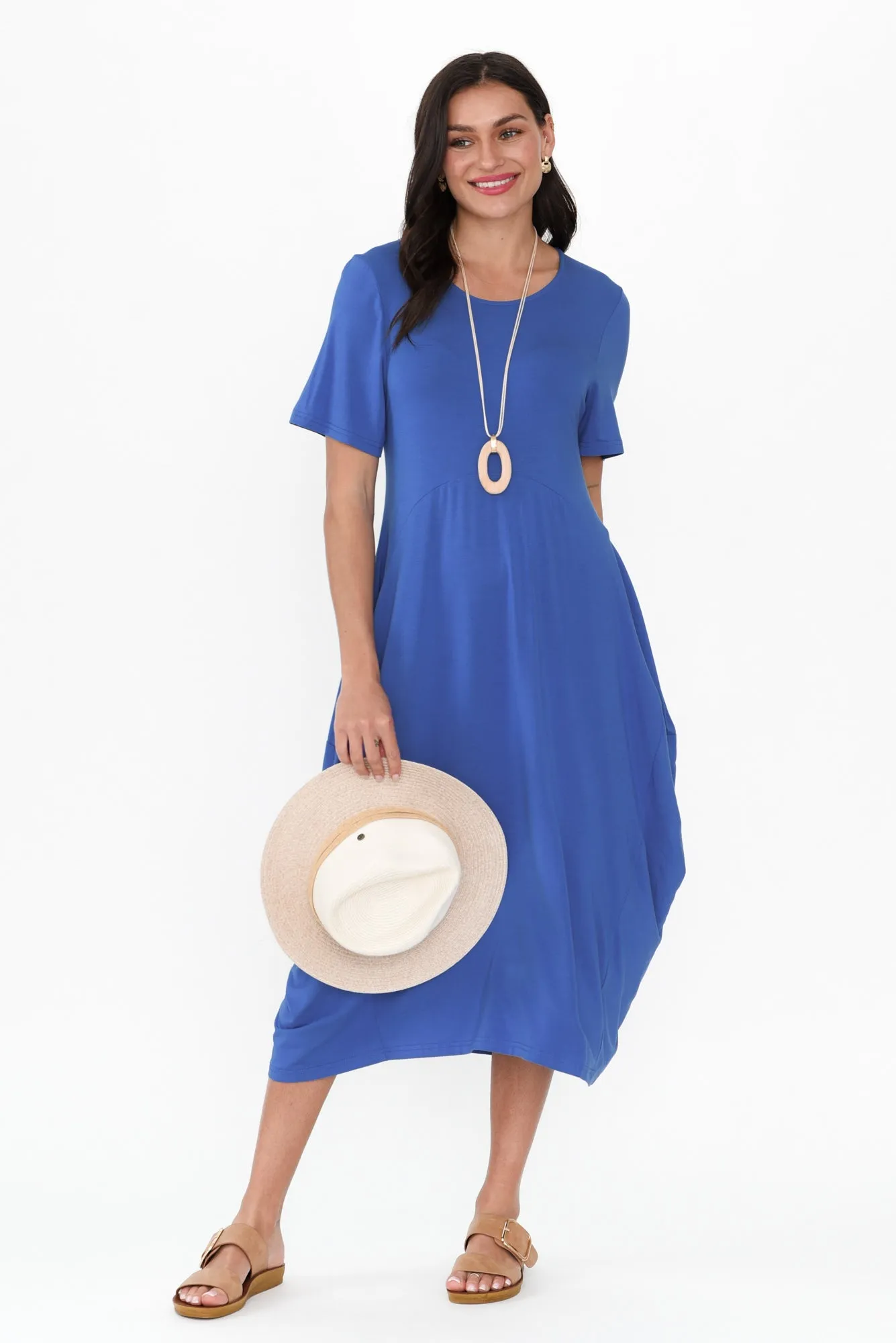 Glenda Cobalt Short Sleeve Crescent Dress sold by Blue Bungalow product image thumbnail 2