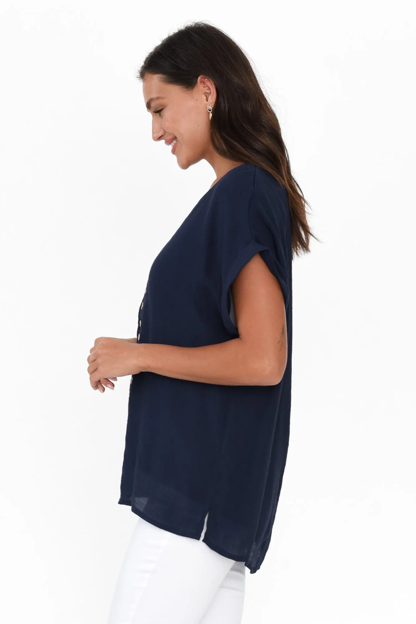 Miray Navy Button Top sold by Blue Bungalow product image thumbnail 4