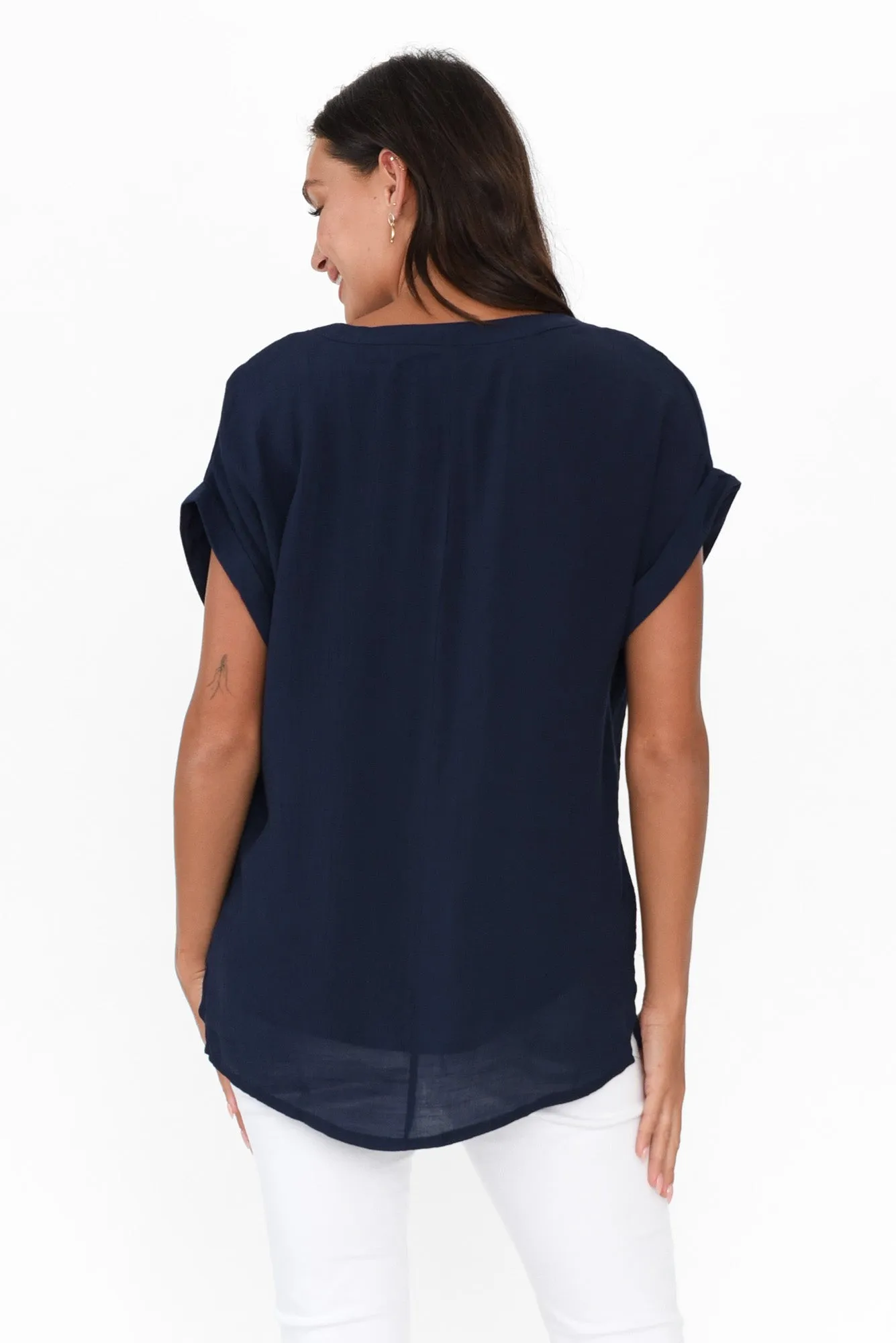 Miray Navy Button Top sold by Blue Bungalow product image thumbnail 5