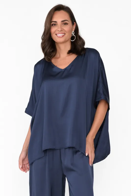 Eternal Navy Draped Top sold by Blue Bungalow