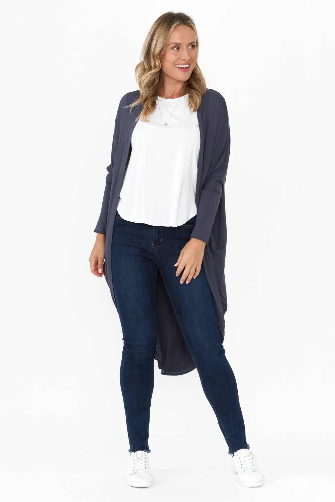 Aubrey Deep Blue Bamboo Cocoon Cardigan sold by Blue Bungalow product image thumbnail 2