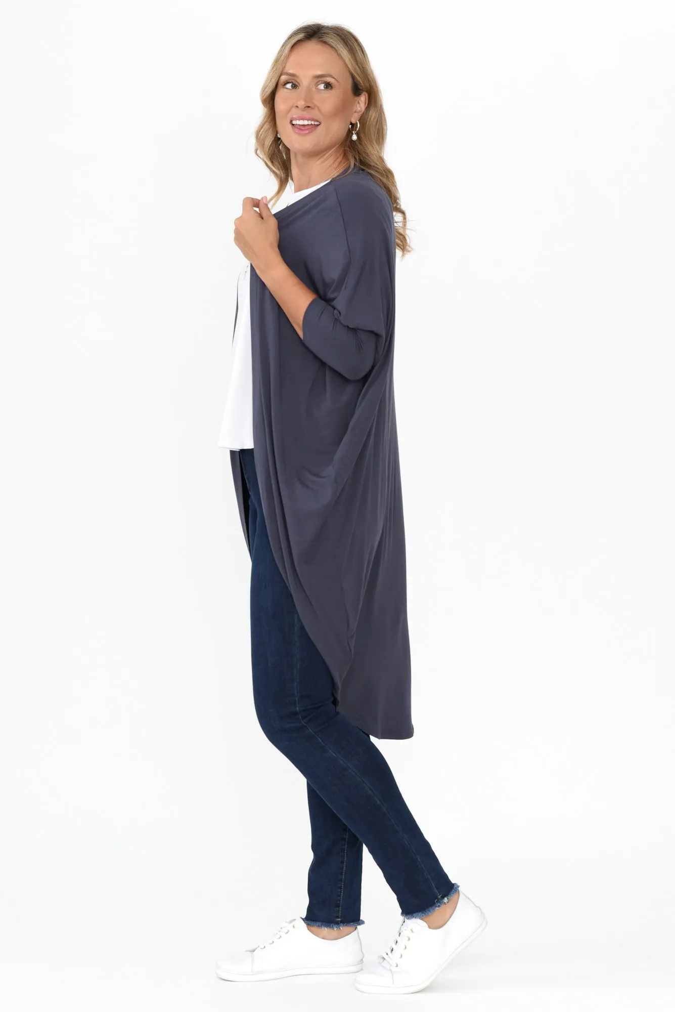 Aubrey Deep Blue Bamboo Cocoon Cardigan sold by Blue Bungalow product image thumbnail 3