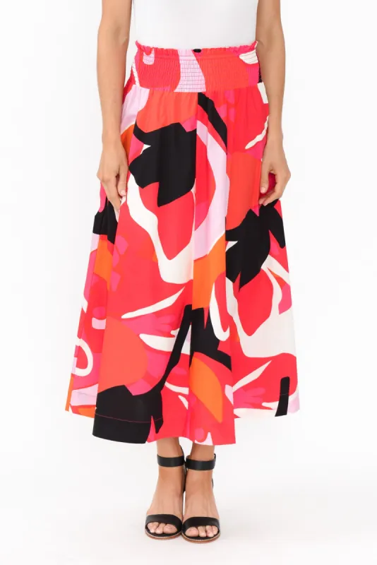 Petie Pink Abstract Cotton Skirt sold by Blue Bungalow
