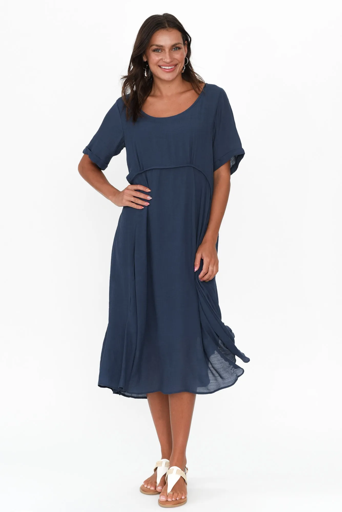 Everlyn Navy Crescent Dress sold by Blue Bungalow