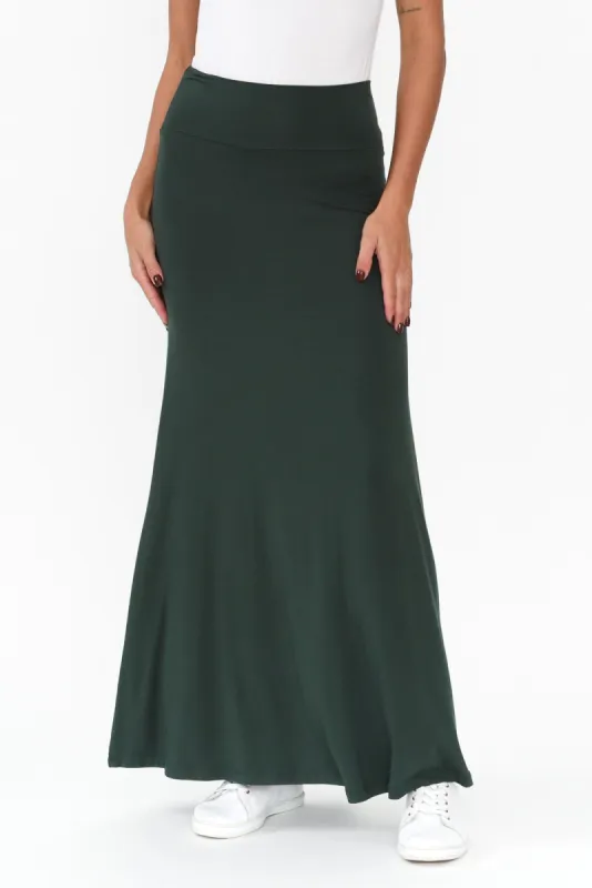 Lana Dark Green Bamboo Maxi Skirt sold by Blue Bungalow