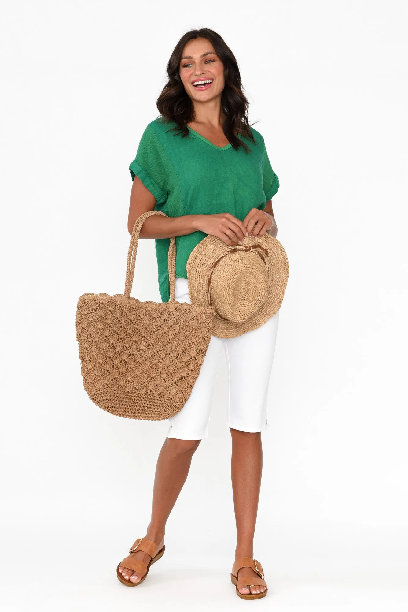 Dorian Green Linen Cotton Top sold by Blue Bungalow product image thumbnail 3