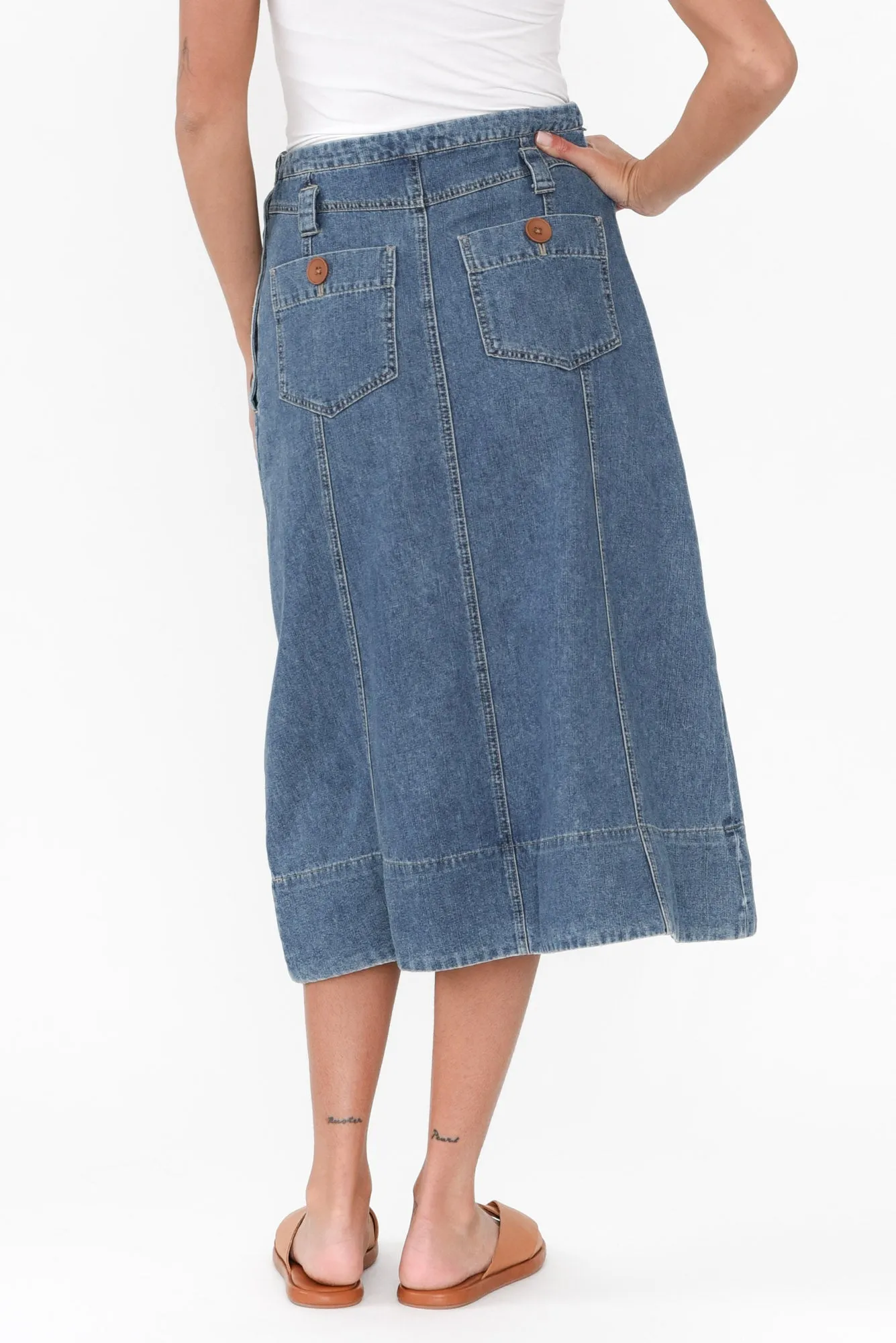 Raydel Blue Denim Skirt sold by Blue Bungalow product image thumbnail 4
