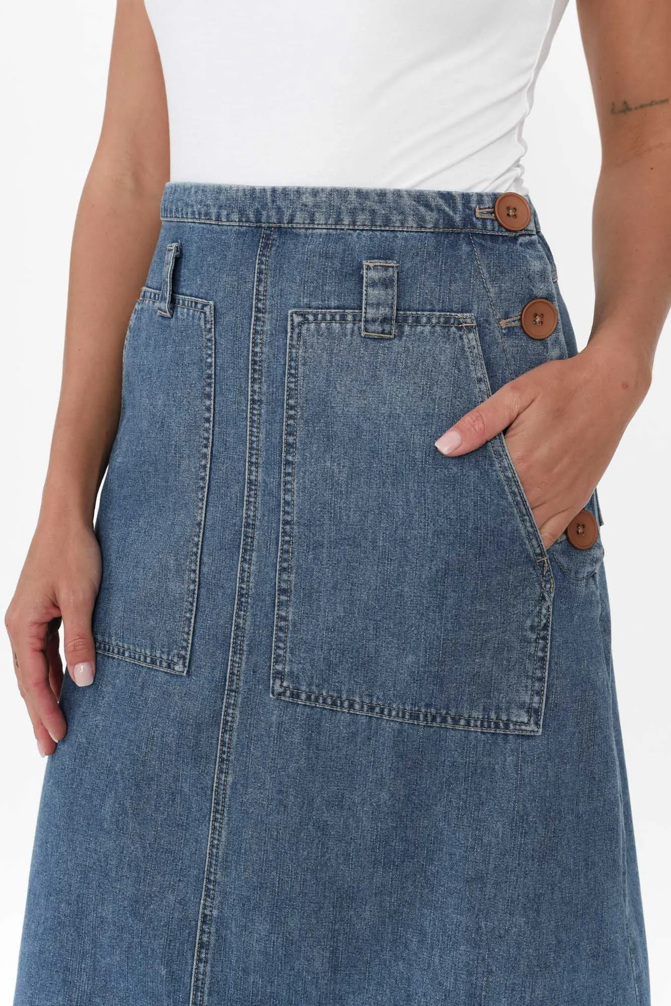 Raydel Blue Denim Skirt sold by Blue Bungalow product image thumbnail 5