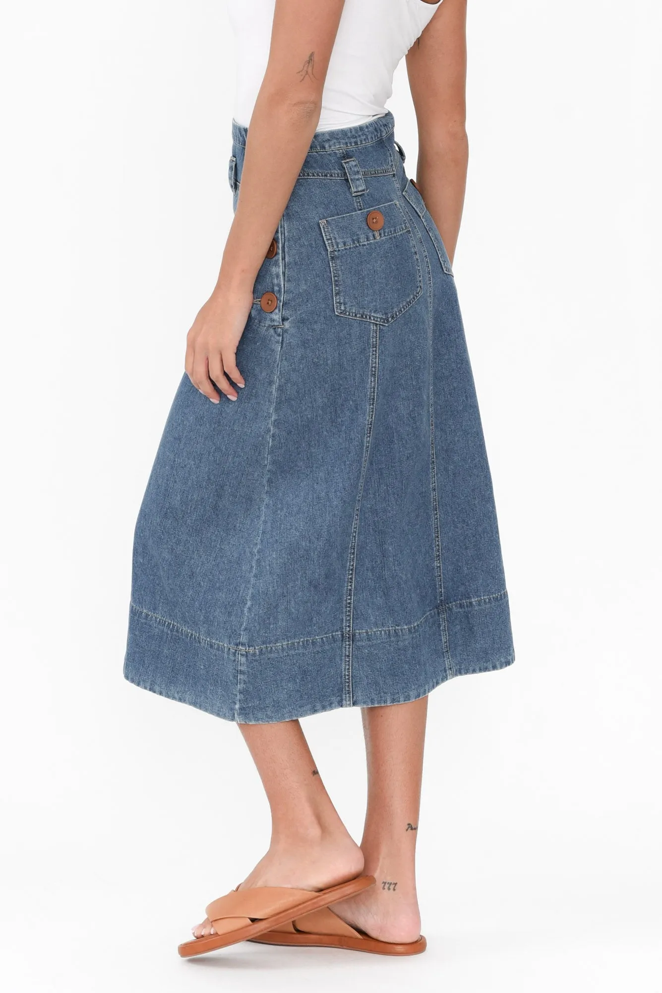 Raydel Blue Denim Skirt sold by Blue Bungalow product image thumbnail 3